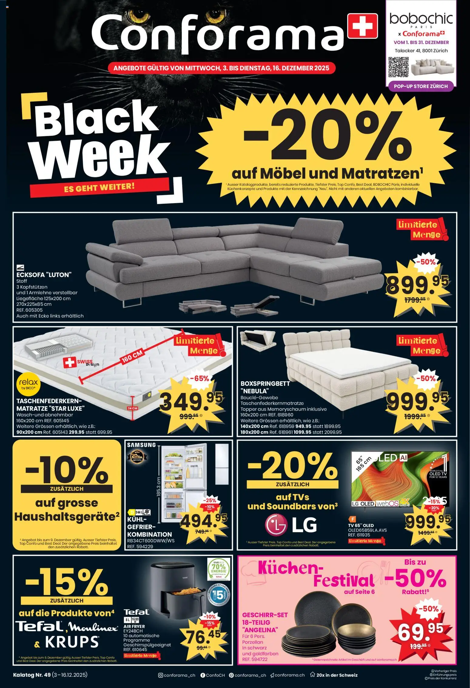 Conforama - Black Friday – gültig ab 03.12.2025 | Seite: 1 | Produkte: Matratze, Topper, Boxspringbett, Ecksofa