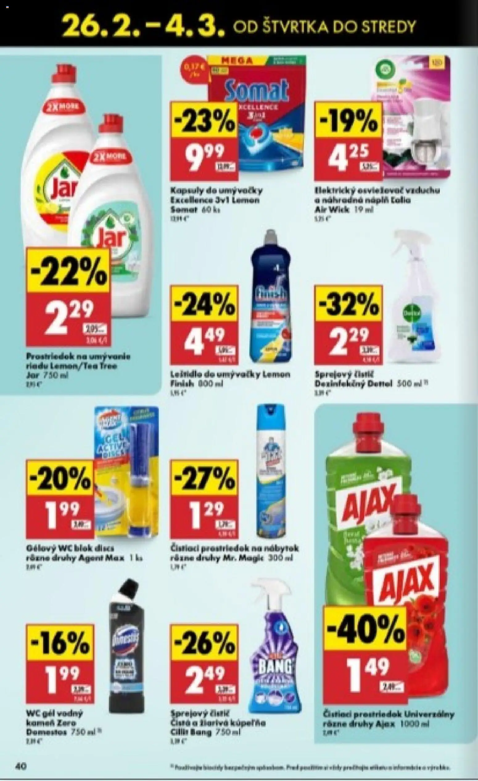 Nové Biedronka akcie – leták je platný od 26.02.2026 | Strana: 40 | Produkty: Wc, Wc blok, Air Wick, Domestos