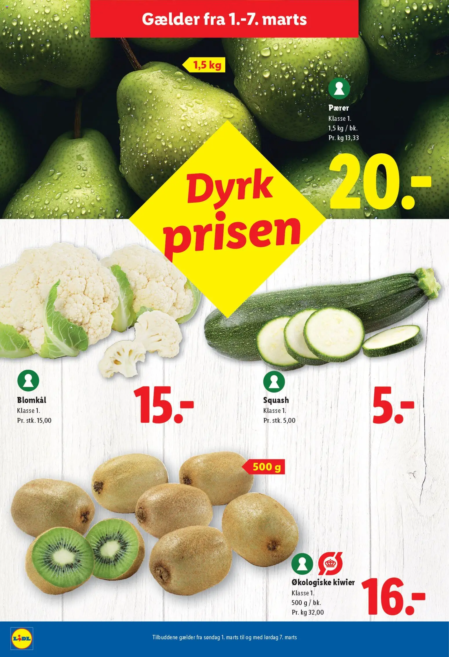 Lidl tilbudsavis – gyldig fra 01.03.2026 | Side: 16 | Produkter: Squash, Blomkål, Pærer