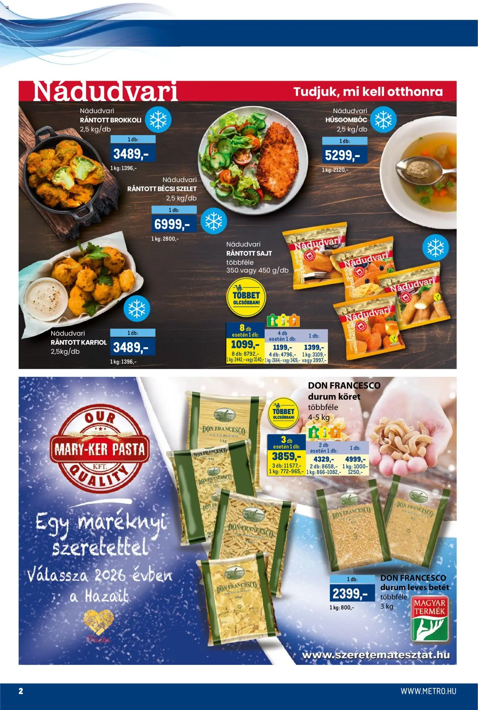 Metro akciós ujság - amely érvényes a következő dátumtól: 16.01.2026 | Oldal: 2 | Termékek: Karfiol, Rántott sajt, Sajt, Brokkoli
