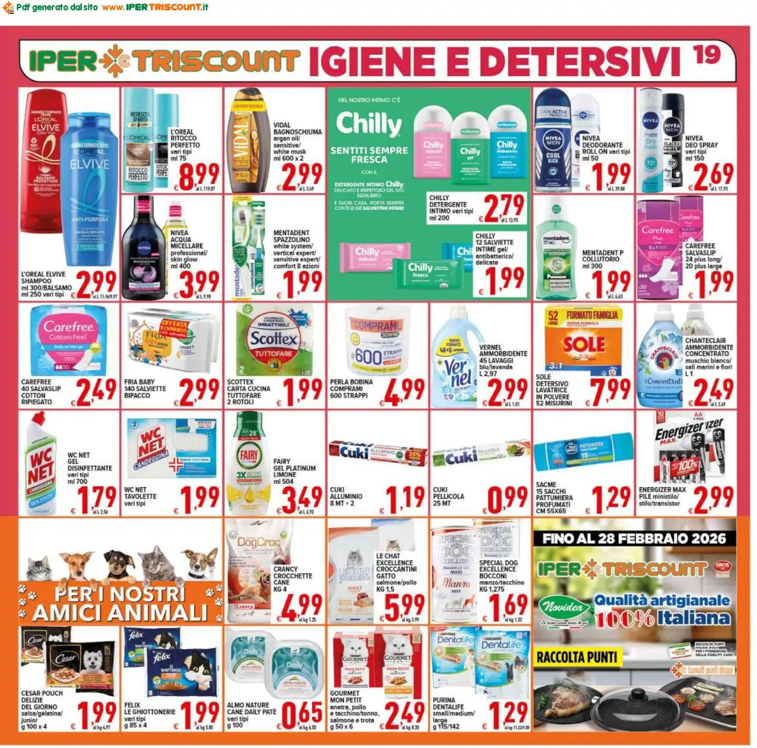 Volantino Ipertriscount del 13.02.2026 | Pagina: 19 | Prodotti: Shampoo, Deodorante, Candeggina, Intimo