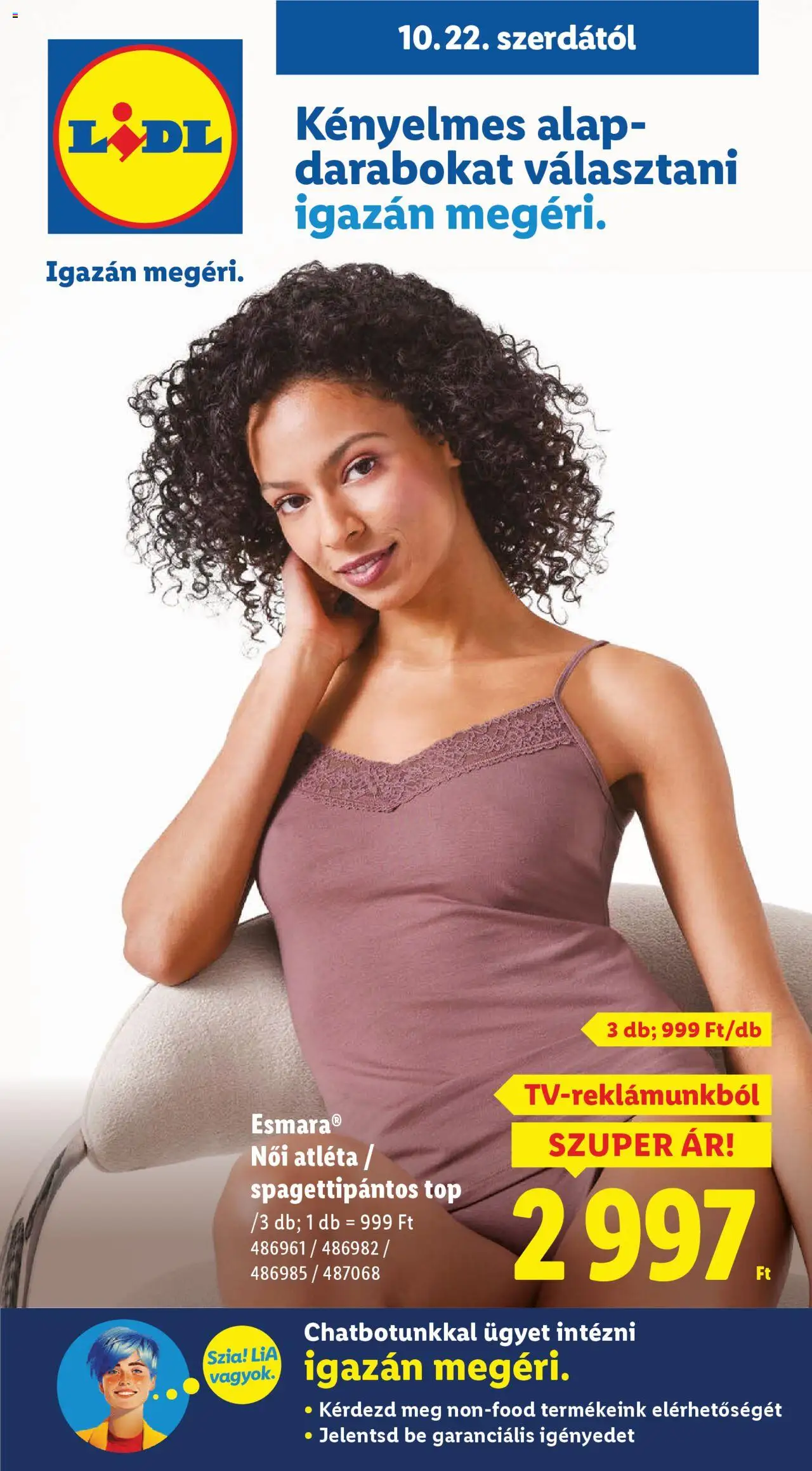 Lidl akciós ujság - amely érvényes a következő dátumtól: 22.10.2025 | Oldal: 1 | Termékek: Atléta