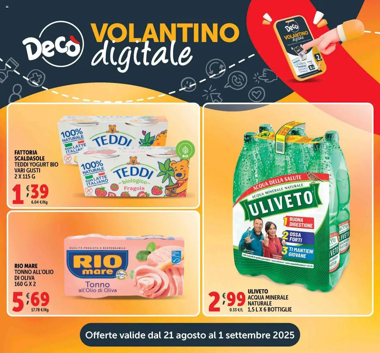 Volantino Decò del 21.08.2025 | Pagina: 21 | Prodotti: Acqua, Latte, Tonno, Acqua minerale