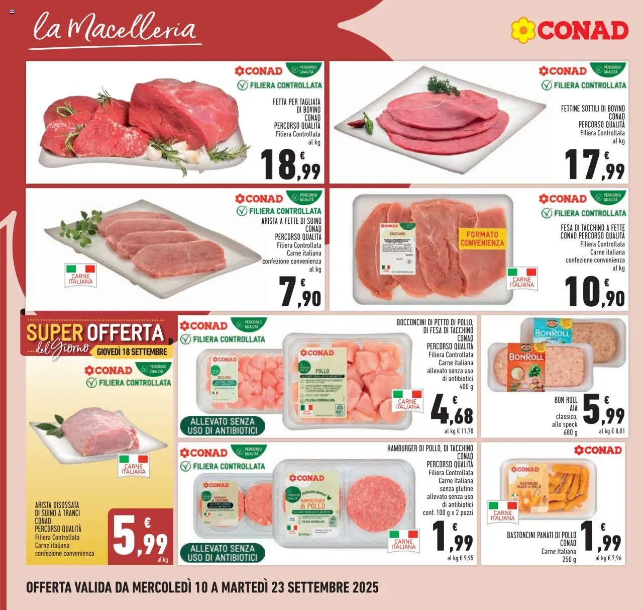 Volantino Conad del 10.09.2025 | Pagina: 6 | Prodotti: Speck, Bovino, Pollo, Suino