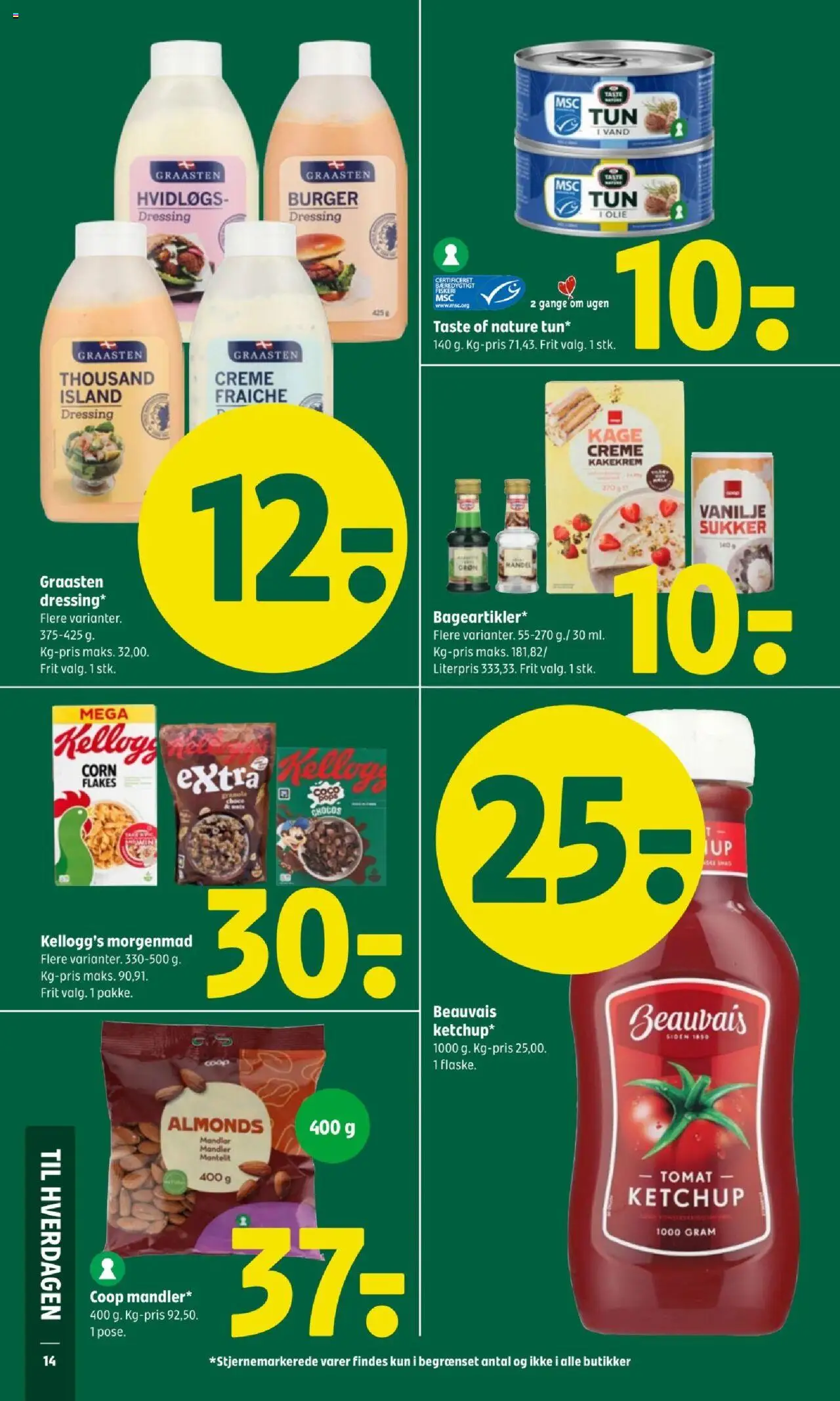 Coop 365 Tilbudsavis gyldig fra 14.08.2025 | Side: 16 | Produkter: Olie, Creme, Ketchup, Mandler