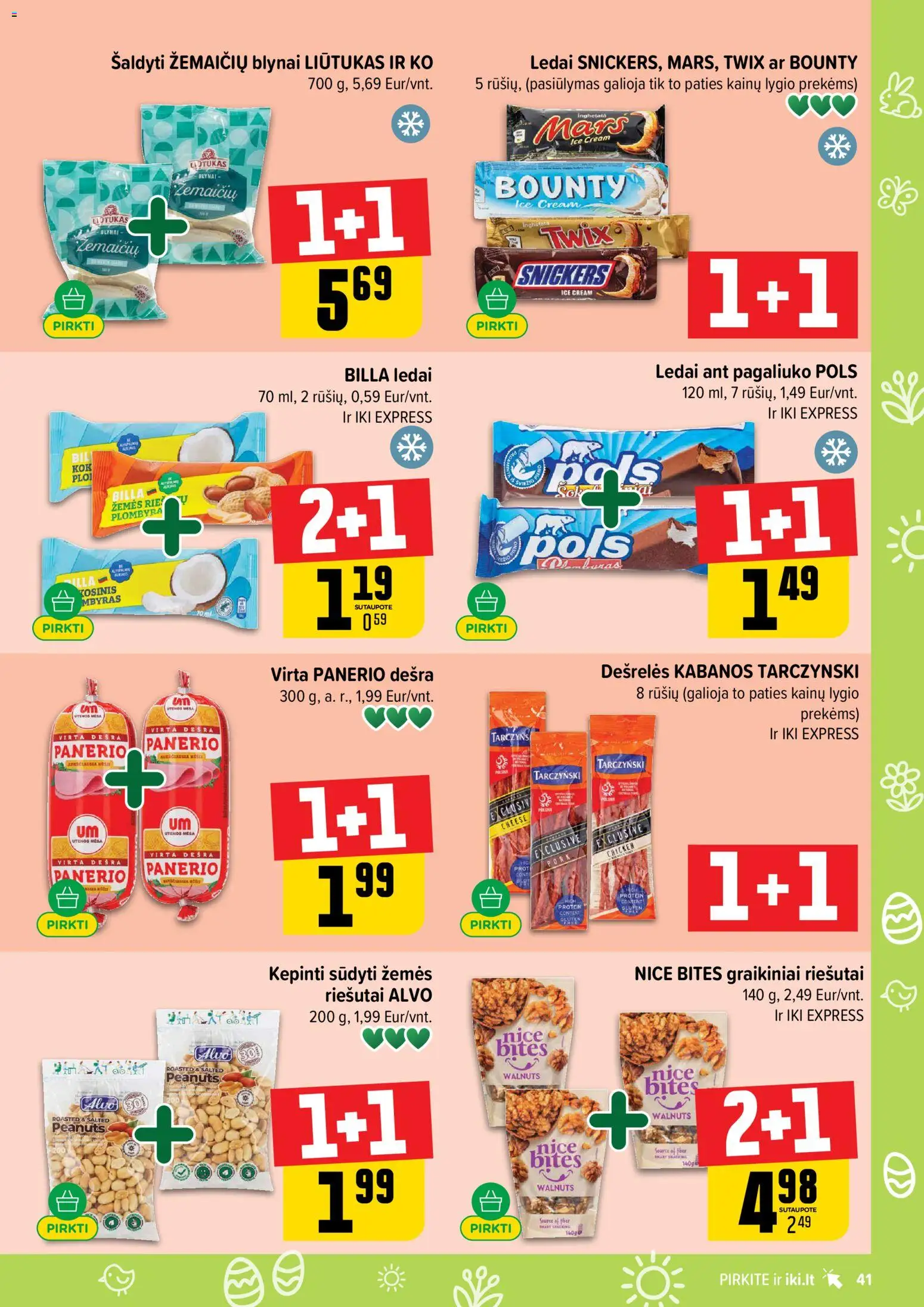 IKI akcijos nuo 16.03.2026 | Puslapis: 41 | Prekių: Riešutai, Ledai, Dešrelės, Dešra