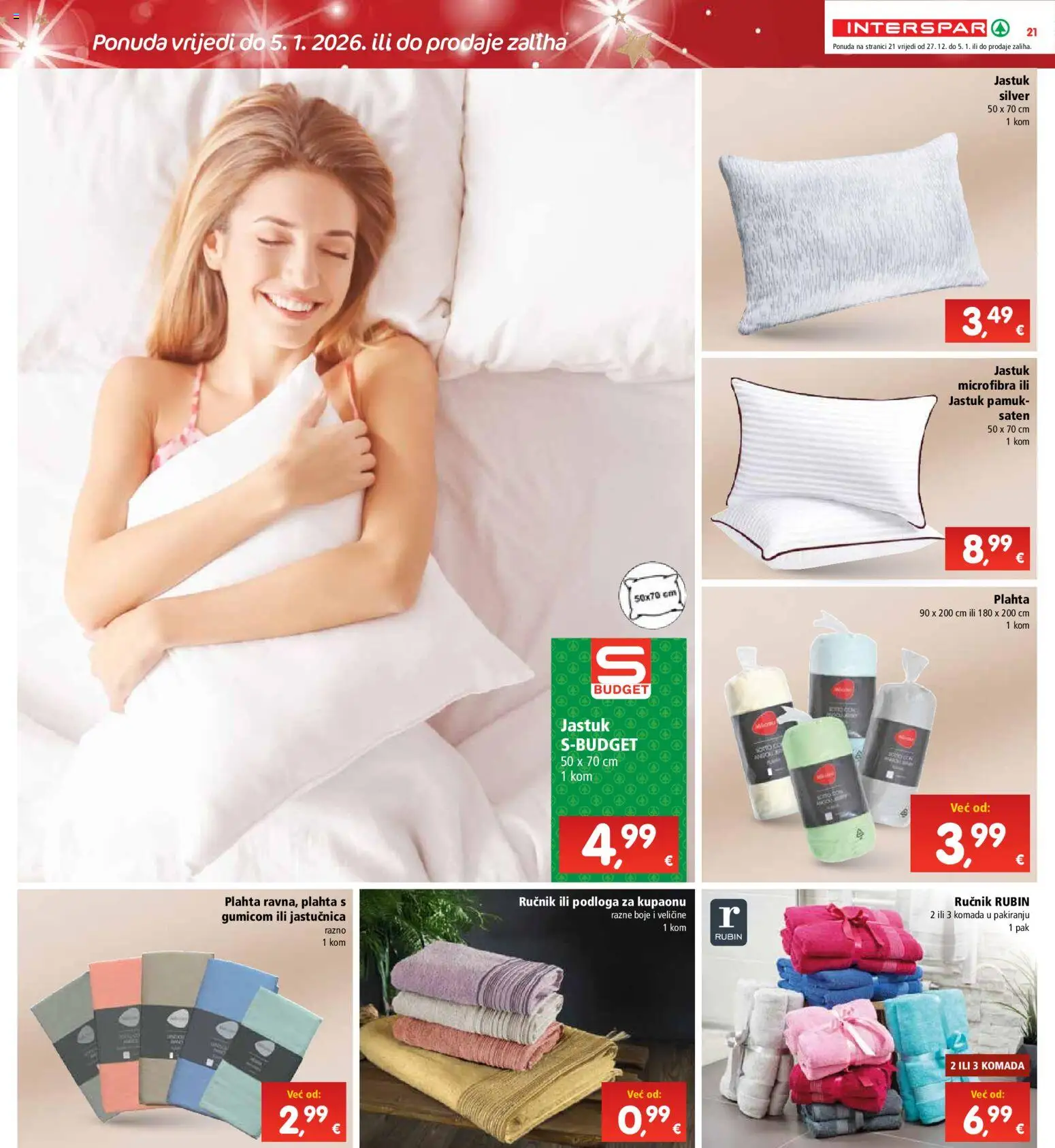 Interspar katalog | vrijedi od 27.12.2025 | Stranica: 26 | Proizvodi: Jastuk, Ručnik, Jastučnica, Plahta