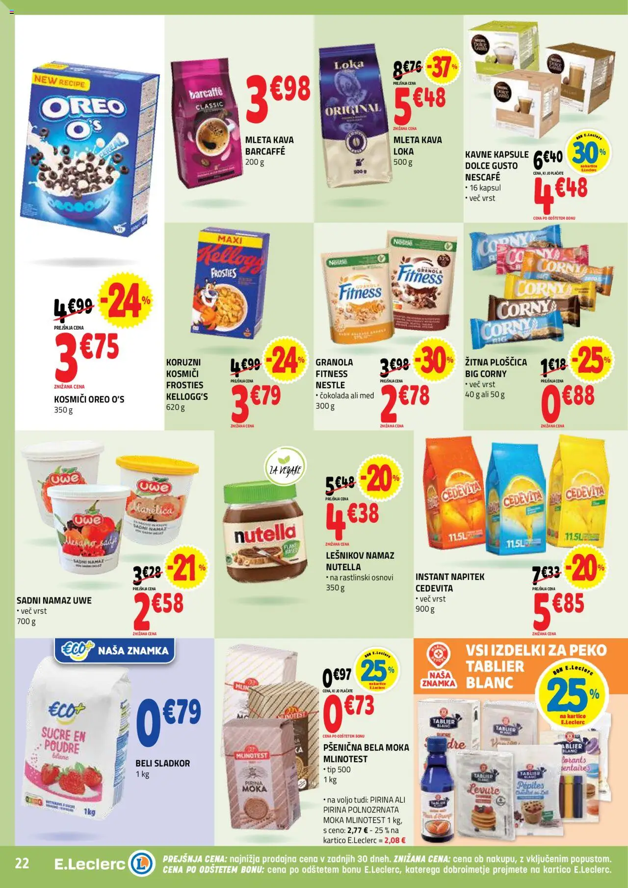 Novi E.leclerc katalog ponudbe – veljaven od 01.10.2025 | Stran: 22 | Izdelki: Moka, Namaz, Kavne kapsule, Cokolada