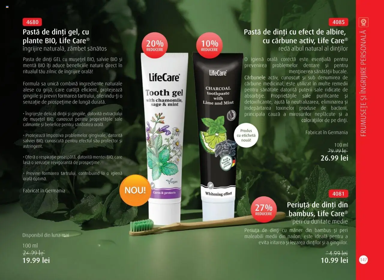 Life Care catalog - Aprilie/Octombrie – valabil de la 01.04.2025 | Pagină: 149 | Produse: Lime, Mâner, Pastă de dinți, Periuță de dinți