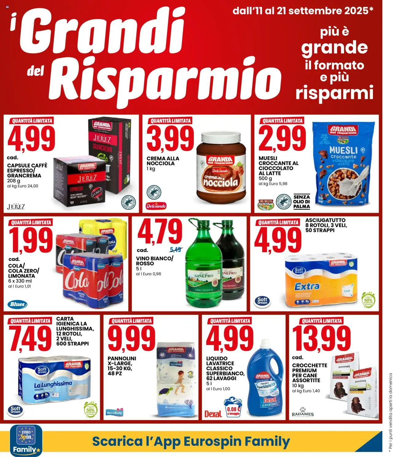 Volantino Eurospin del 11.09.2025 | Pagina: 4 | Prodotti: Caffè, Limonata, Latte, Vino