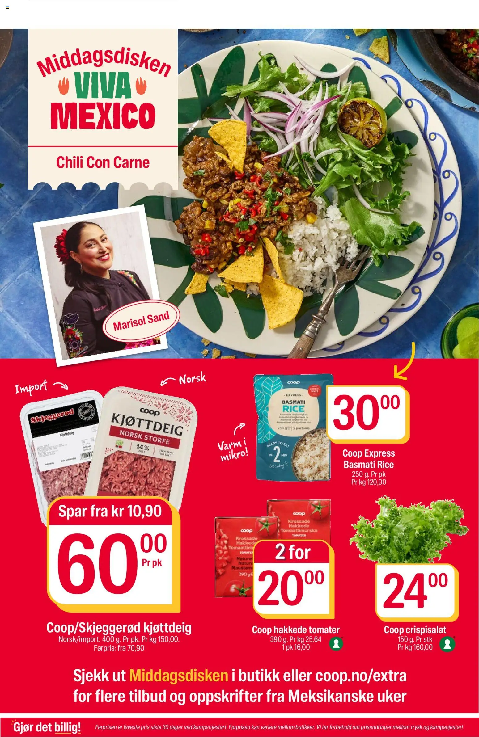 {H1} | Side: 3 | Produkter: Desk, Tomater, Kjøttdeig, Crispisalat