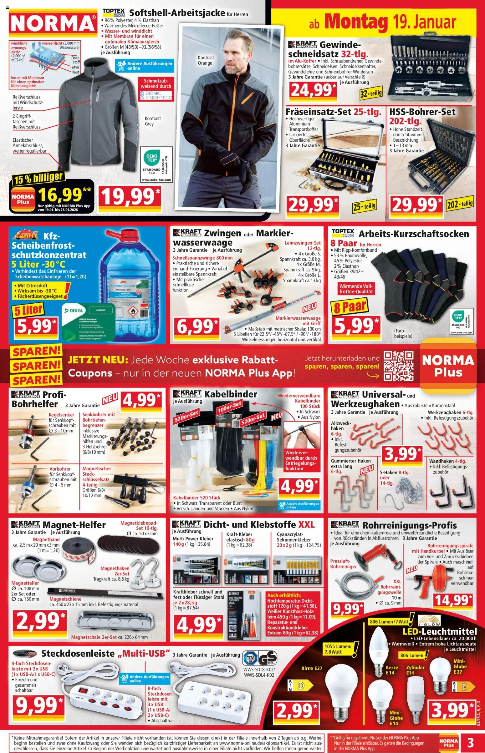 Norma Flugblatt gültig ab 19.01.2026 | Seite: 3 | Produkte: Wasser, Birne, USB