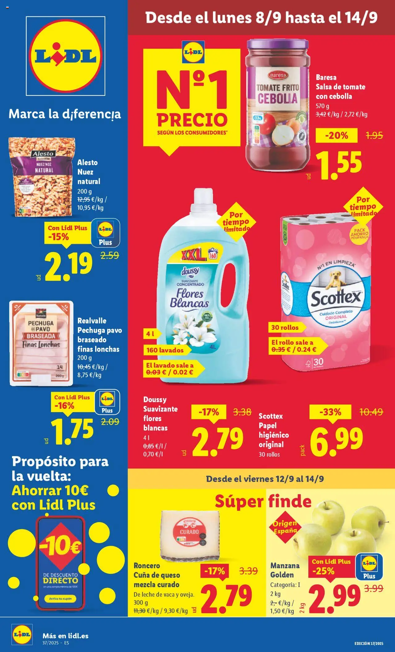 Lidl folleto │ válido desde el 08.09.2025 | Página: 1 | Productos: Queso, Apple, Παγωμένο τσάι, Cuna