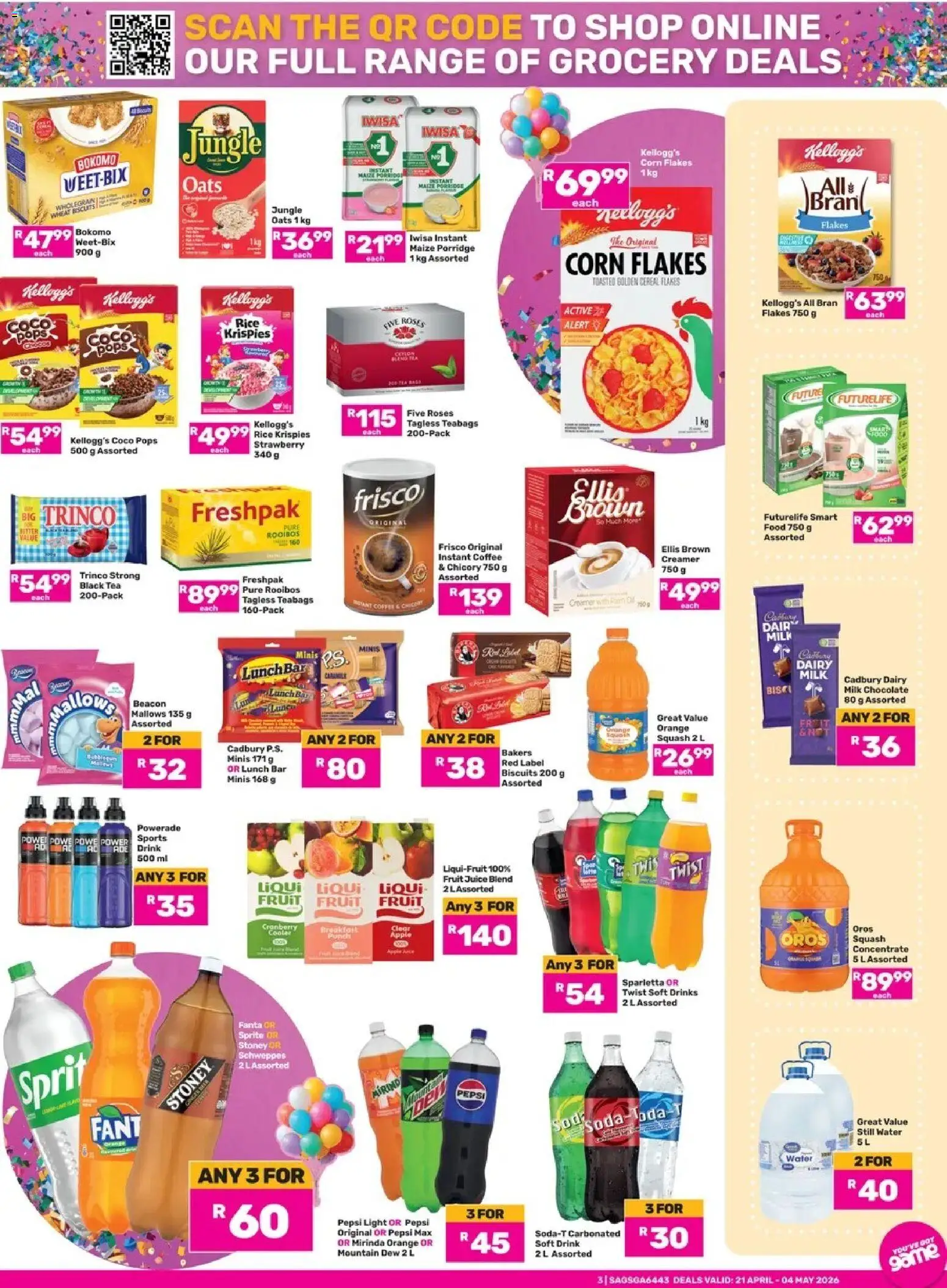New Game catalogue – valid from 21.04.2026 | Page: 3 | Products: Milk, Biscuits, Flakes, Fruit