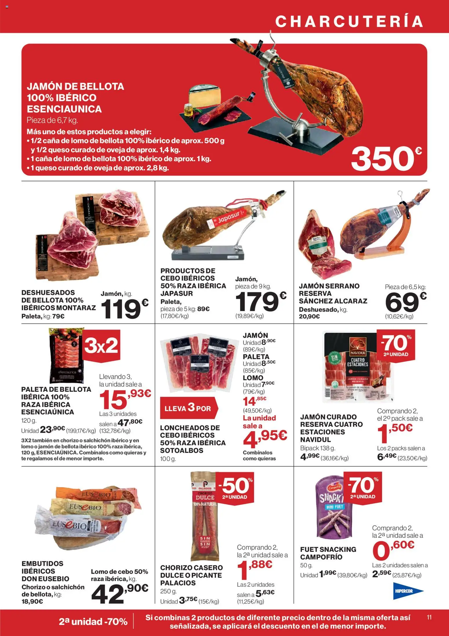 Hipercor catálogo │ válido desde el 25.03.2026 | Página: 11 | Productos: Jamón serrano, Queso, Jamón, Té