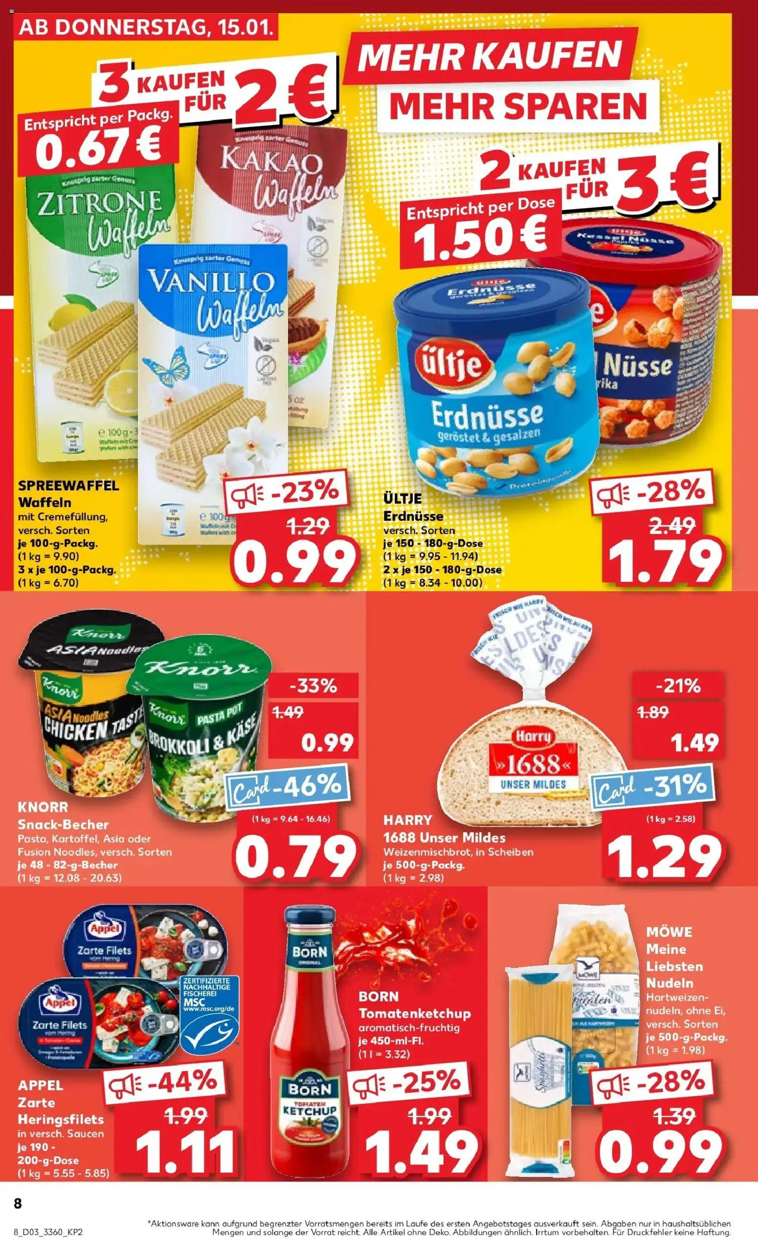 Kaufland prospekt Bitterfeld-Wolfen	 – gültig ab 15.01.2026 | Seite: 8 | Produkte: Erdnüsse, Waffeln, Brokkoli, Zitrone
