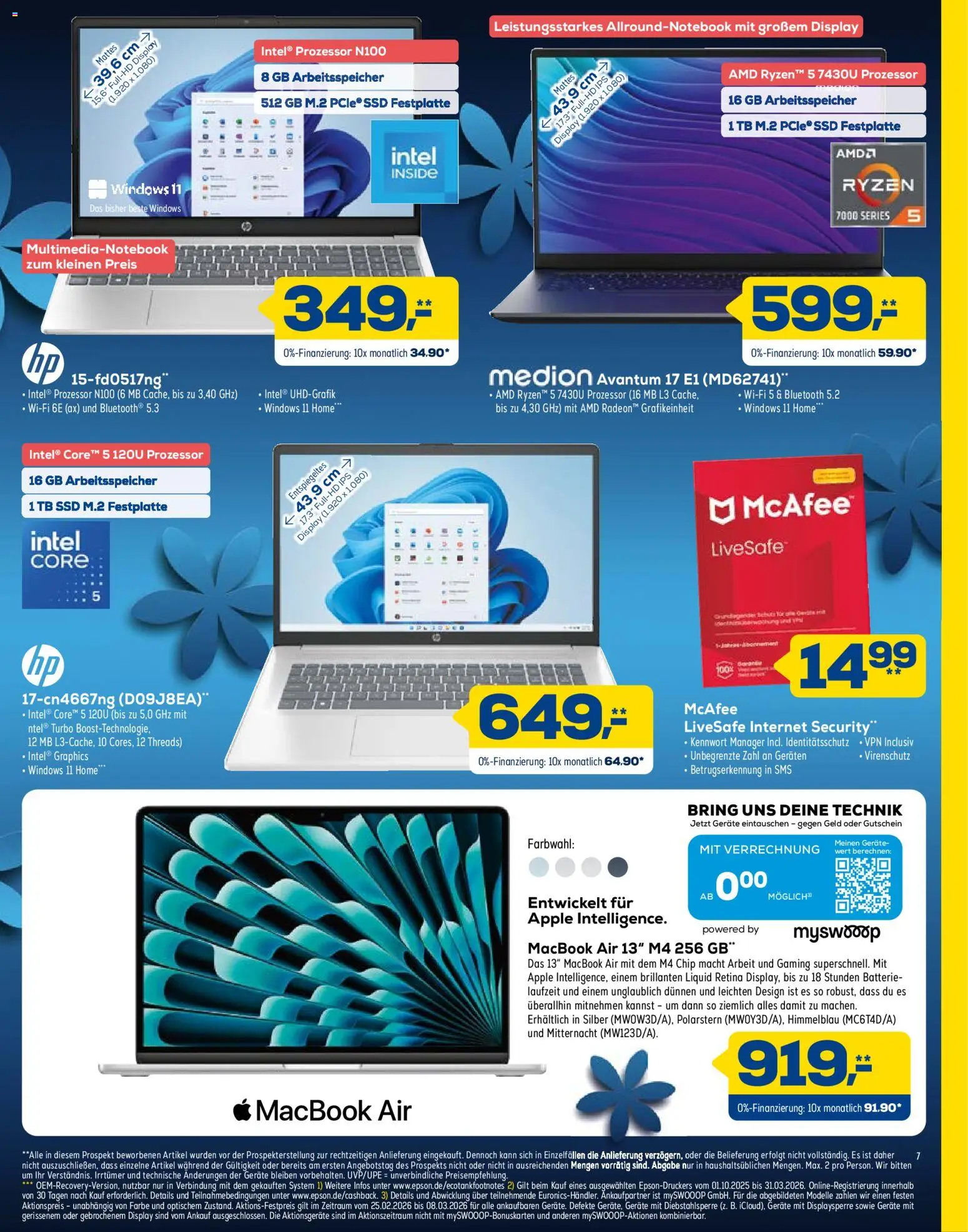 Euronics Technik in voller Blüte – gültig ab 28.02.2026 | Seite: 7 | Produkte: Batterie, Macbook, Apple