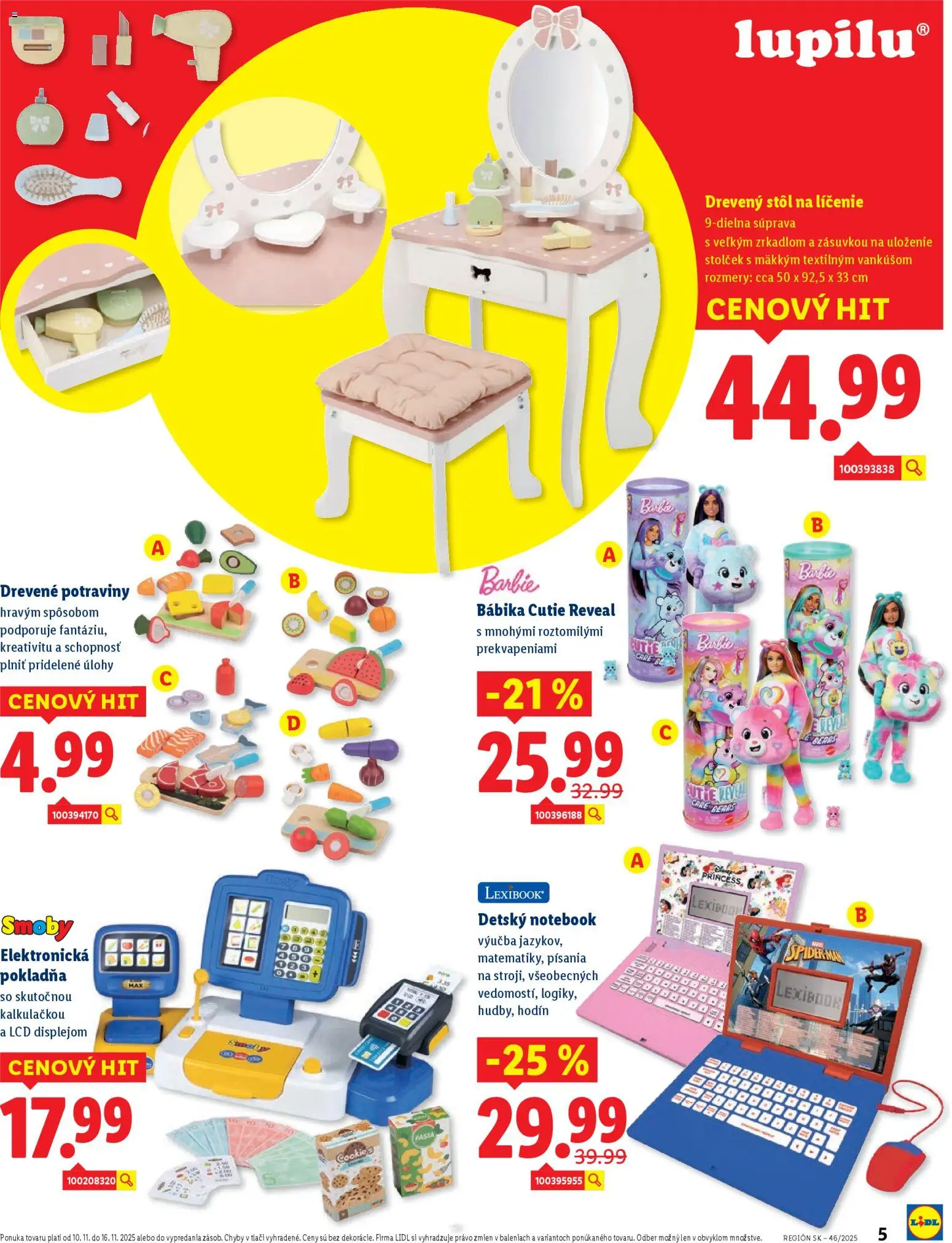 Nové Lidl akcie – leták je platný od 10.11.2025 | Strana: 5 | Produkty: Stôl, Detský notebook, Notebook