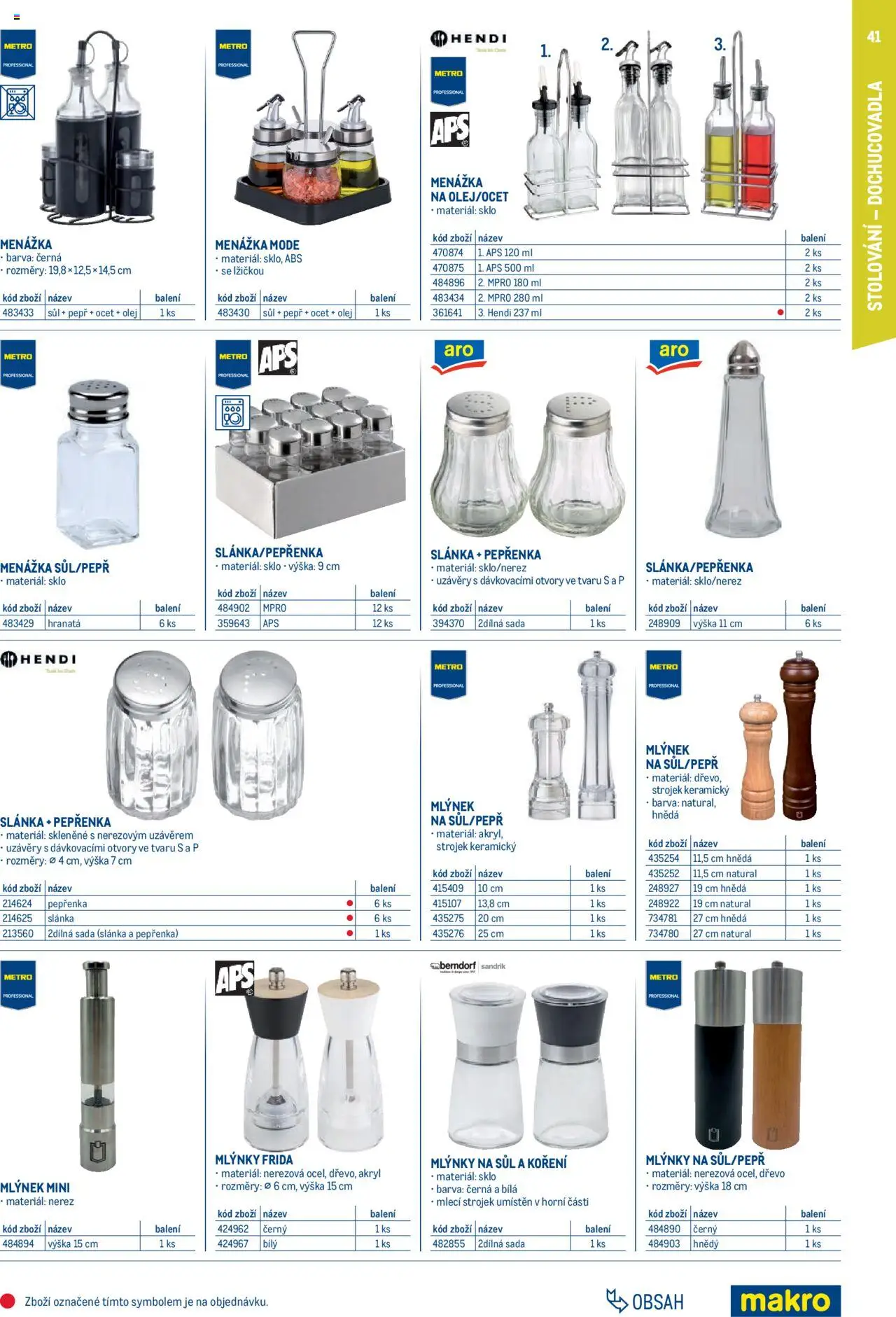 Makro leták - Gastro vybavení a zařízení od 01.02.2025 | Strana: 41 | Produkty: Olej, Ocet, Mlýnek, Slánka