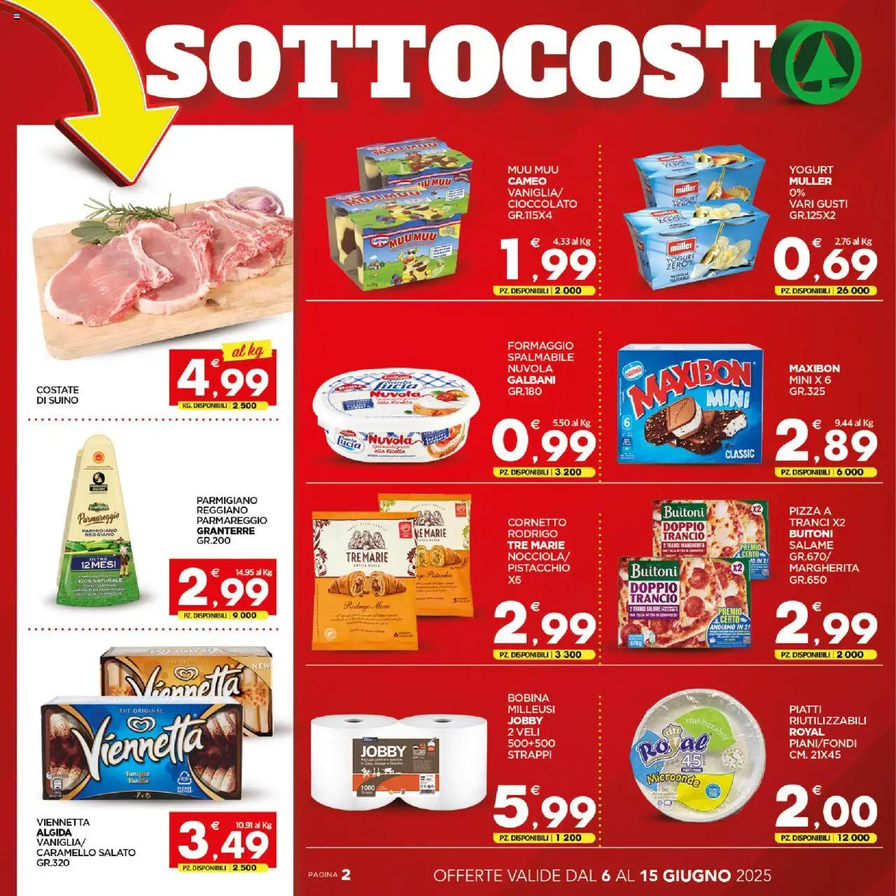 Volantino Despar del 06.06.2025 | Pagina: 2 | Prodotti: Cioccolato, Cornetto, Croissant, Parmigiano reggiano