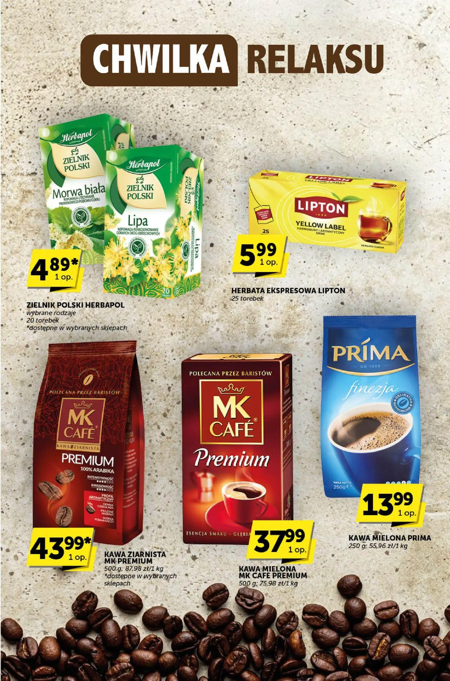 Groszek Gazetka - Katalog od 19.02.2026 | Strona: 17 | Produkty: Kawa mielona Prima, Kawa, Czekolada, Herbata