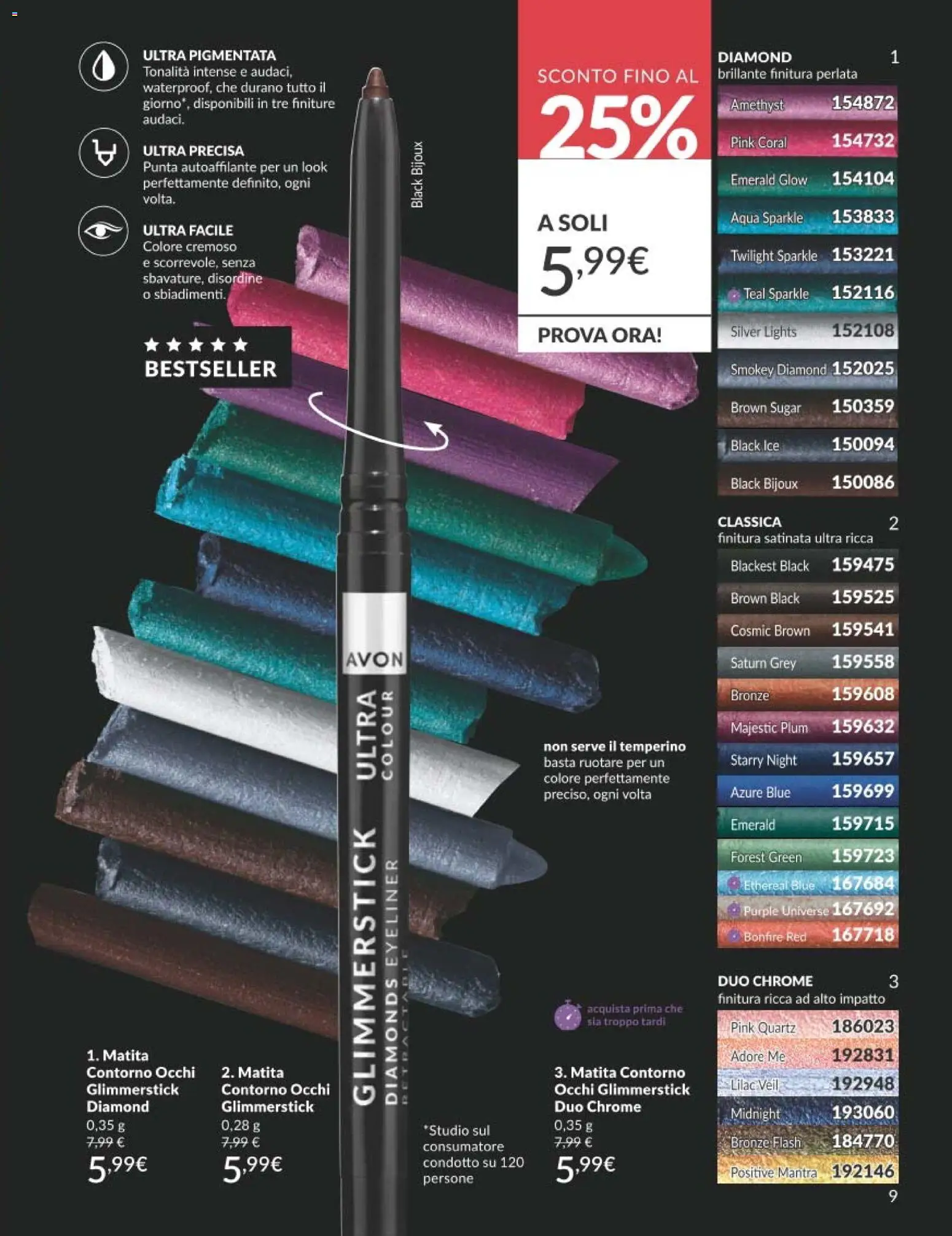 Volantino Avon del 01.04.2026 | Pagina: 9 | Prodotti: Eyeliner, Temperino