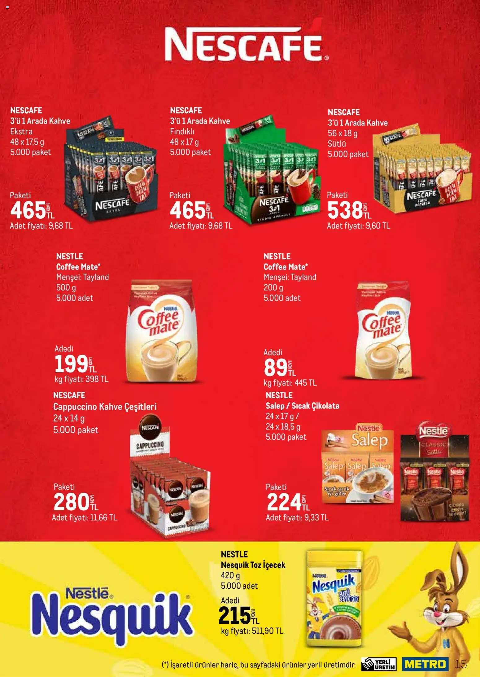Metro - İşletmenizin Tüm İhtiyaçları - 17.03.2026 tarihinden itibaren geçerlidir | Sayfa: 15 | Ürünler: Kahve, Çikolata, Sıcak çikolata