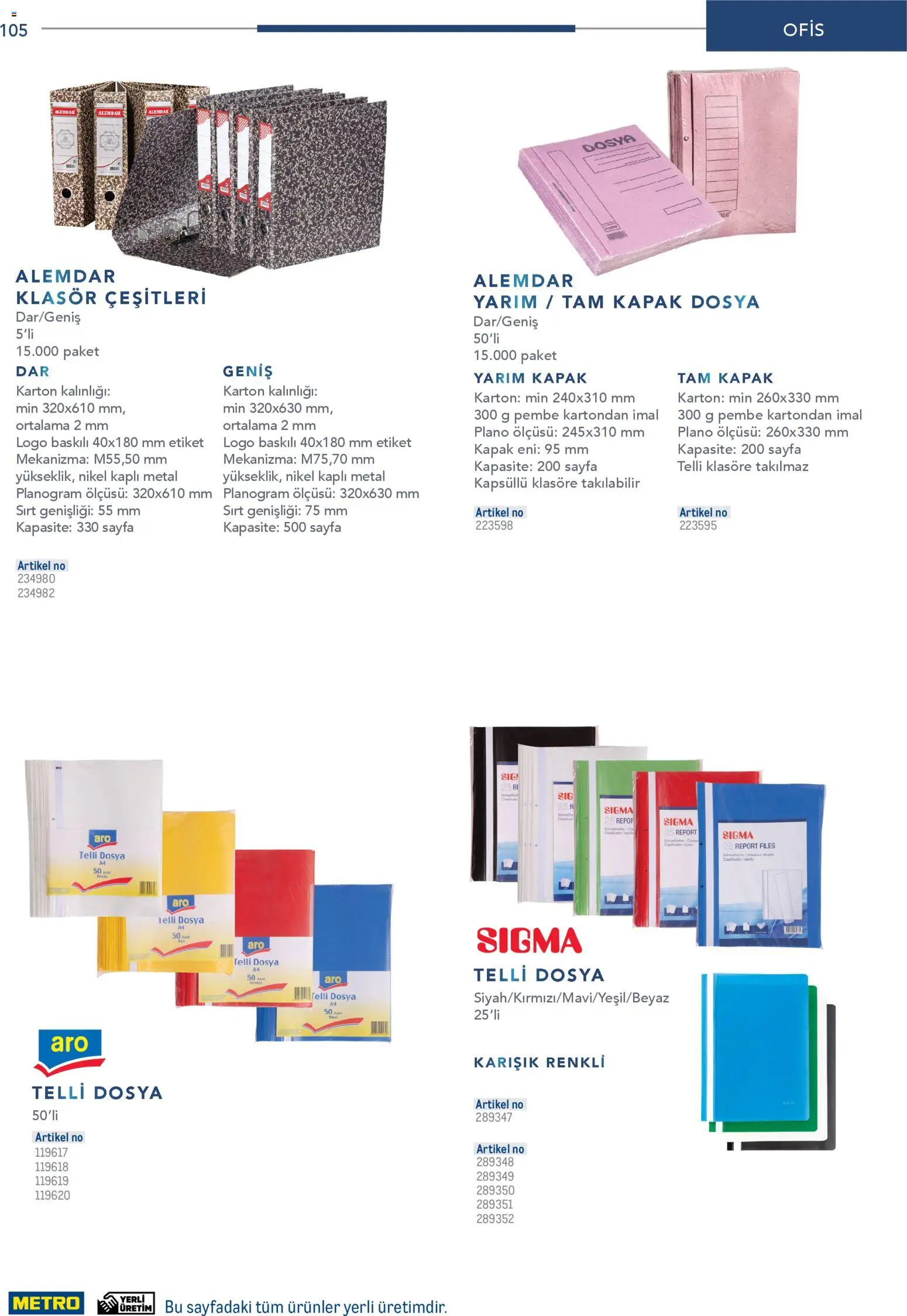 Metro - Profesyonel Çözümler - 26.12.2025 tarihinden itibaren geçerlidir | Sayfa: 105 | Ürünler: Telli dosya