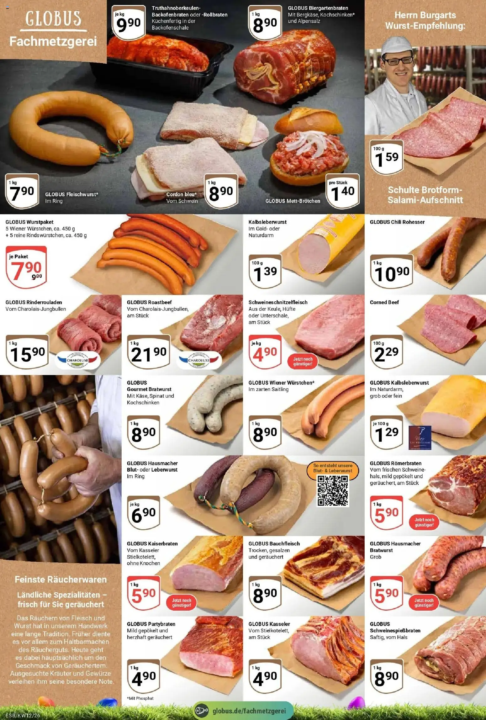 Globus prospekt Eschborn	 – gültig ab 15.03.2026 | Seite: 6 | Produkte: Rinderrouladen, Bratwurst, Roastbeef, Fleisch
