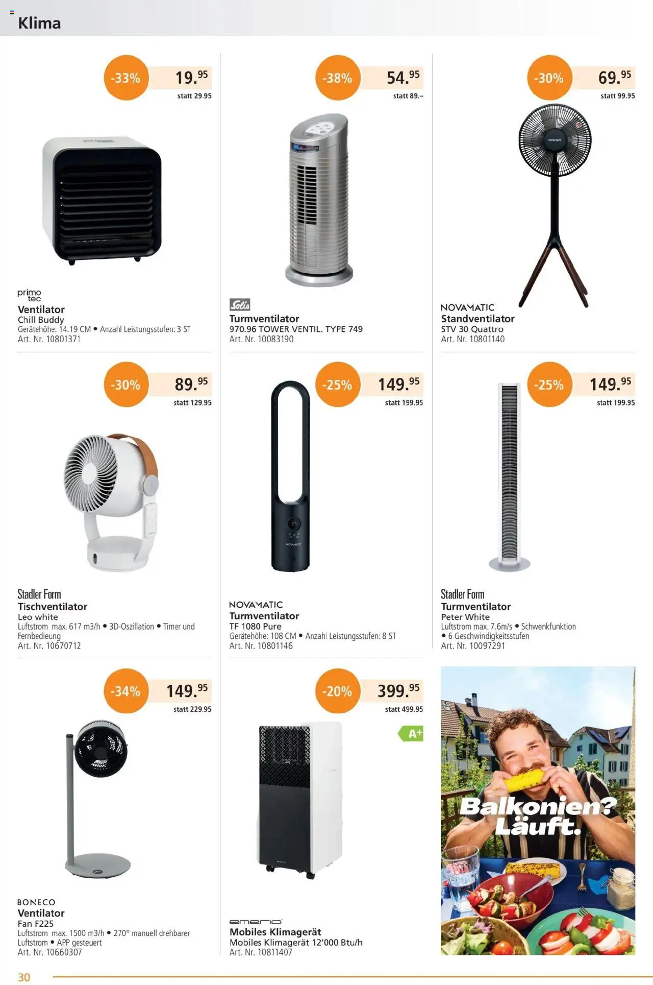 Fust Aktionen ab 28.07.2025 | Seite: 30 | Produkte: Klimagerät, Turmventilator, Ventilator