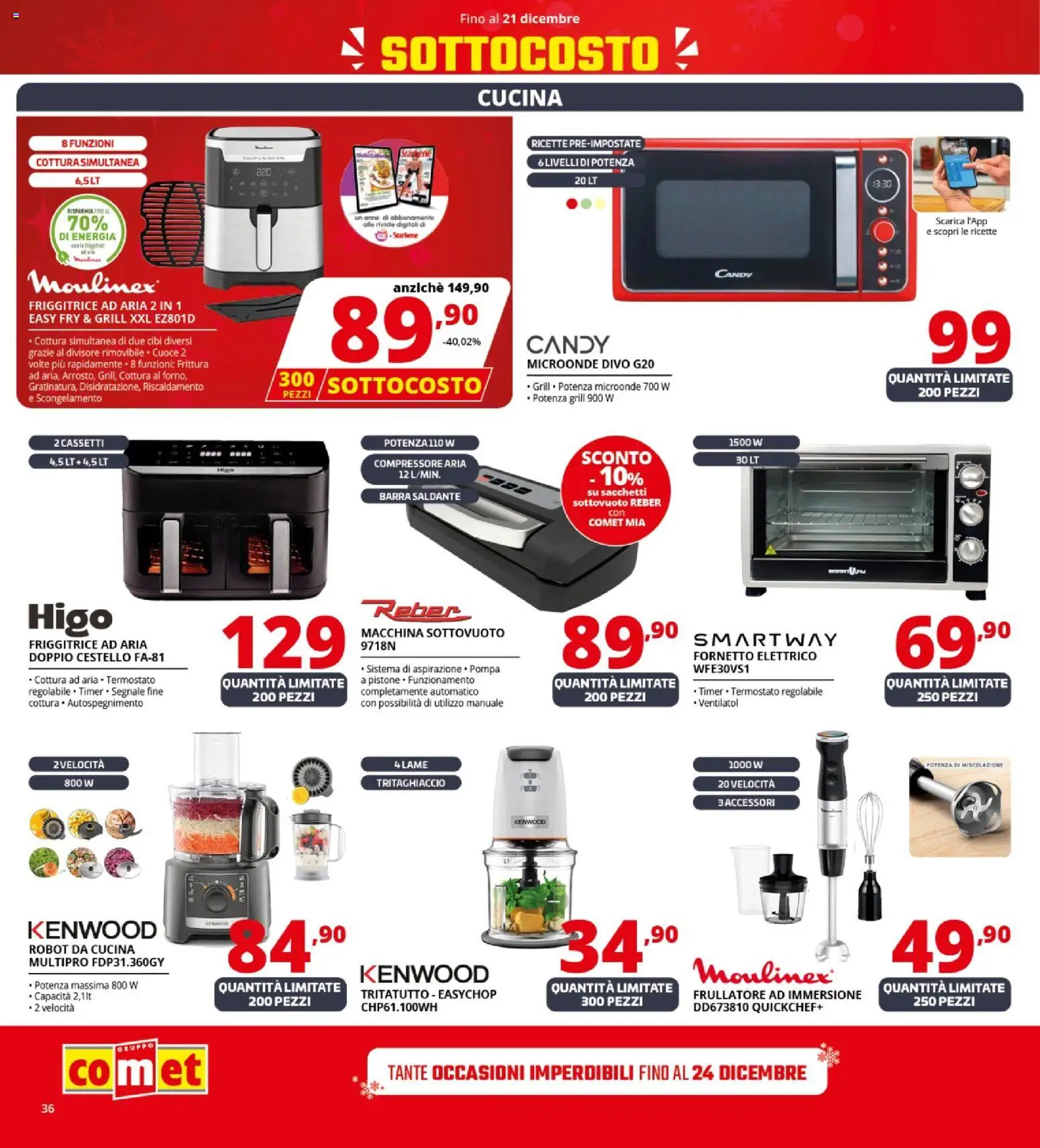 Volantino Comet del 12.12.2025 | Pagina: 36 | Prodotti: Friggitrice ad aria, Fornetto, Frullatore, Friggitrice