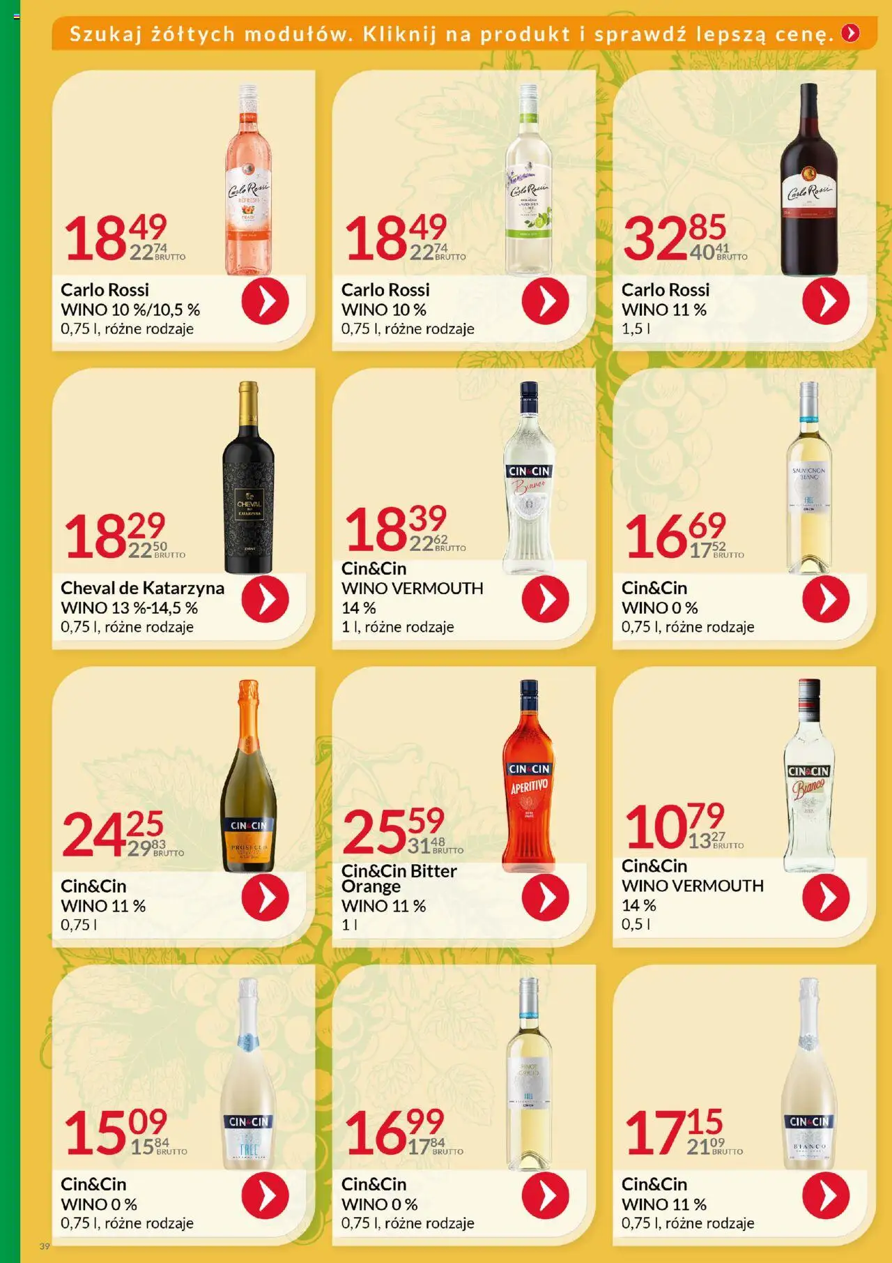 Eurocash Gazetka - Katalog Alkoholowy od 01.06.2025 | Strona: 39 | Produkty: Wino, Prosecco, Carlo Rossi