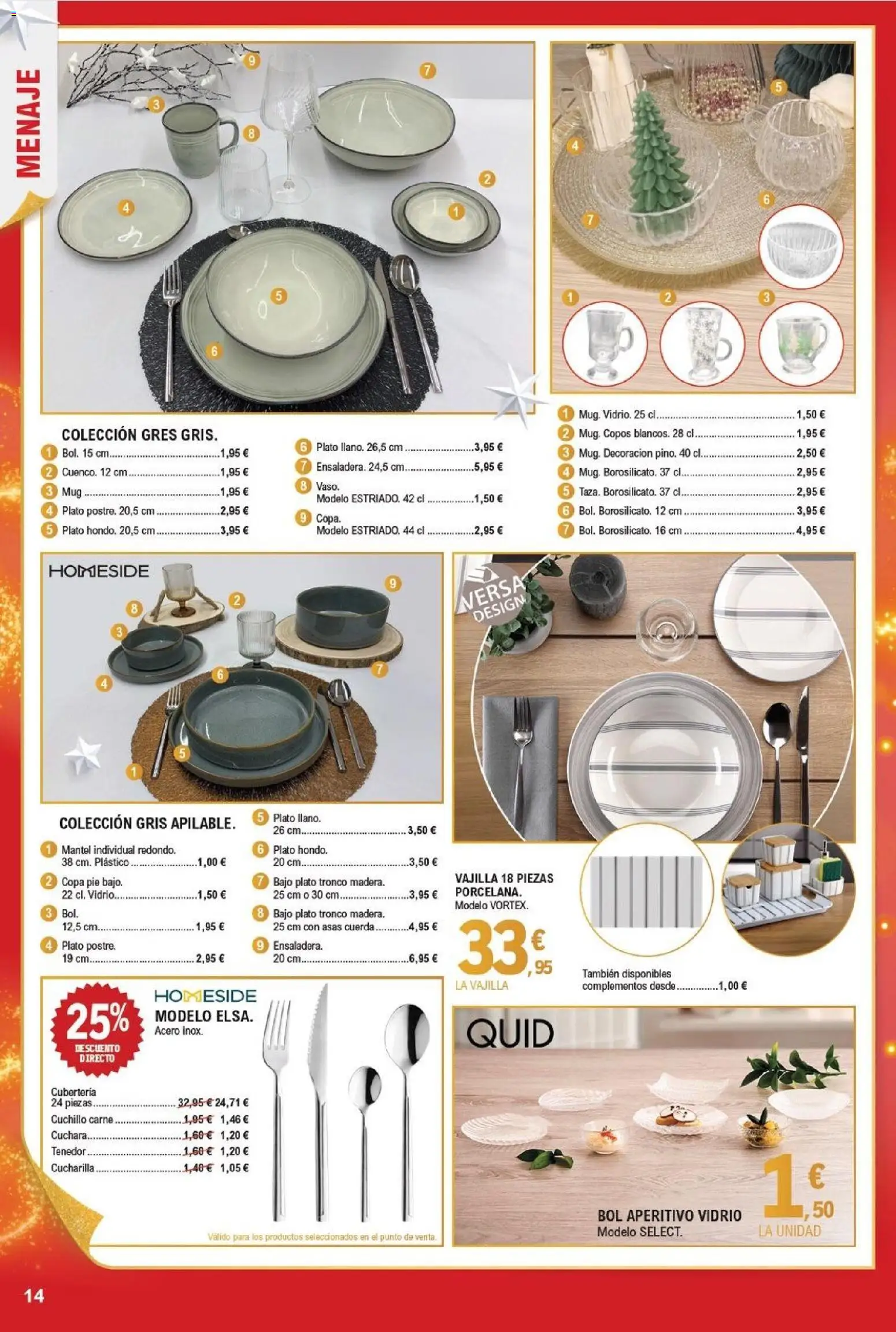 E.Leclerc folleto │ válido desde el 03.12.2025 | Página: 14 | Productos: Mantel, Copos, Βρεφικό κρεβάτι, Cubertería