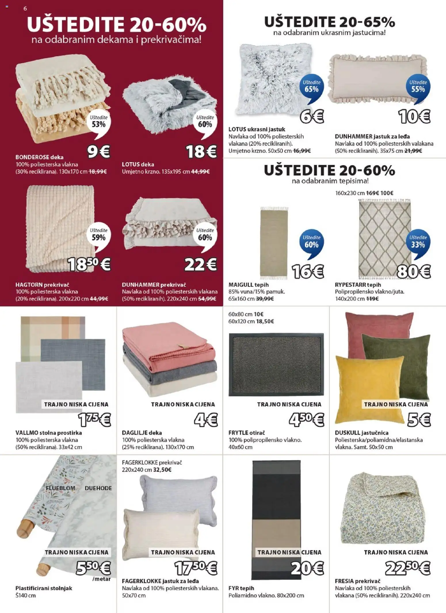 JYSK katalog | vrijedi od 17.12.2025 | Stranica: 6 | Proizvodi: Tepih, Otirač, Jastučnica, Deka