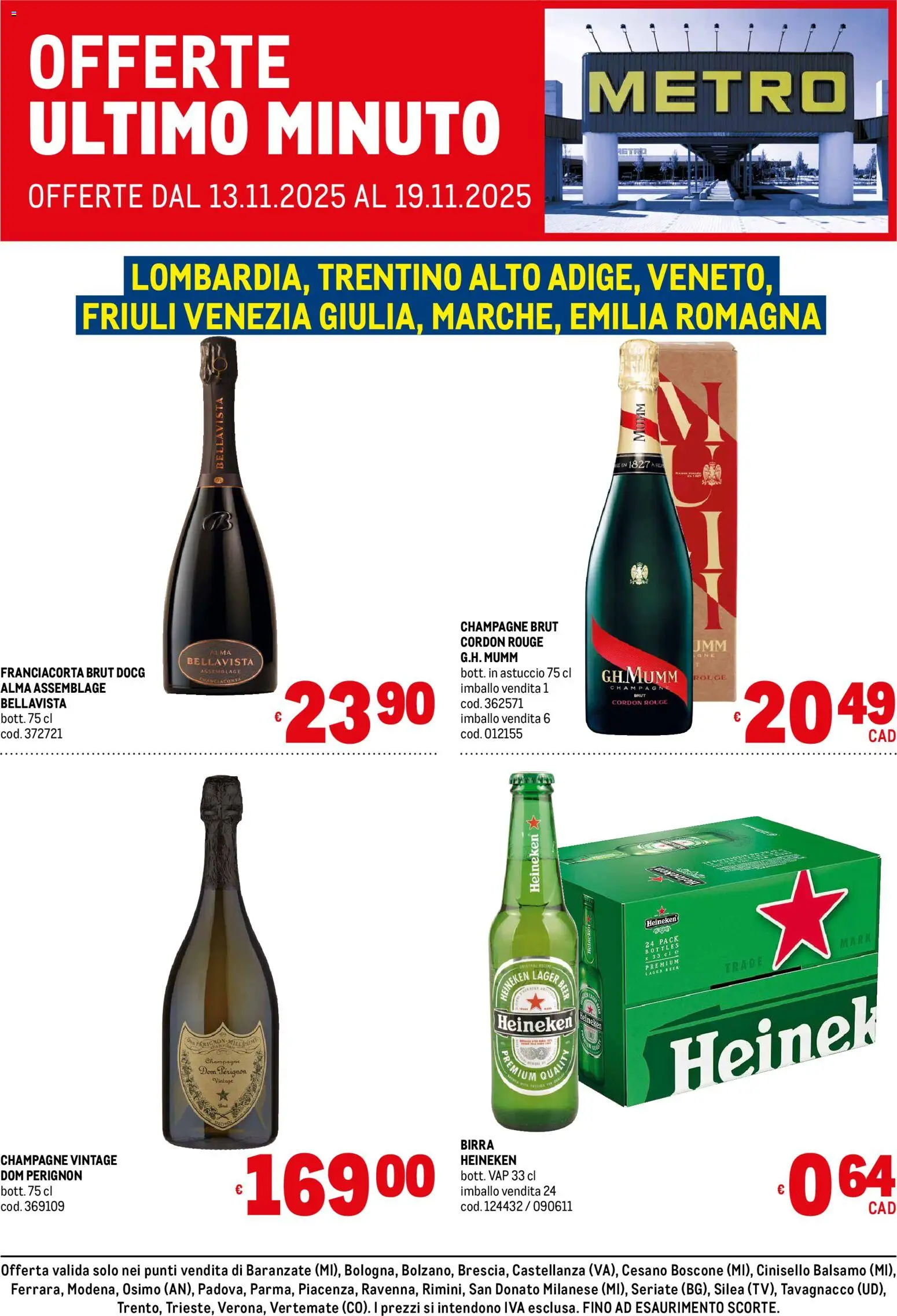 Volantino Metro del 13.11.2025 | Pagina: 1 | Prodotti: Balsamo, Birra, Champagne, Astuccio