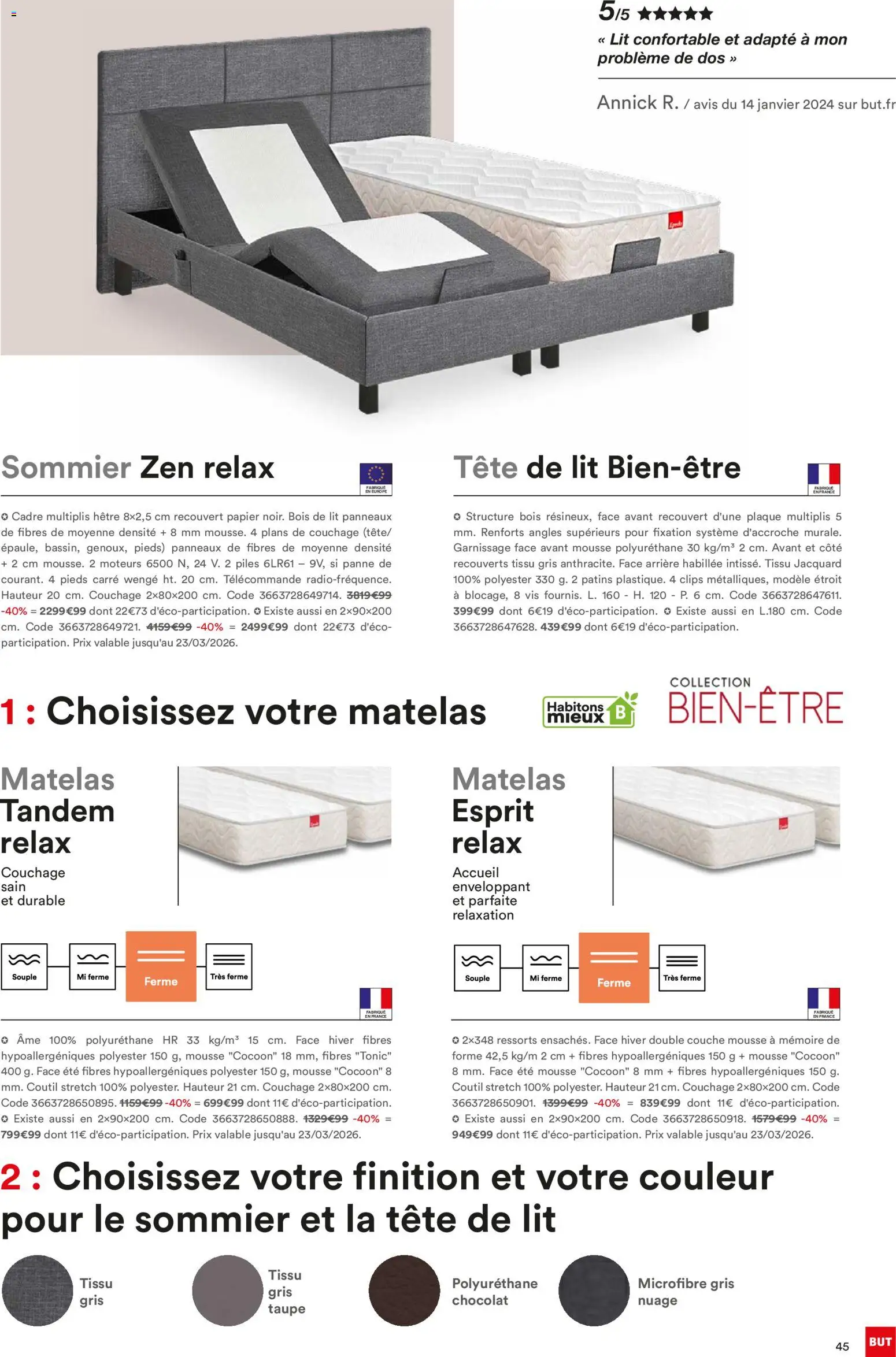 {H1} | Page: 45 | Produits: Lit, Télécommande, Piles, Cadre