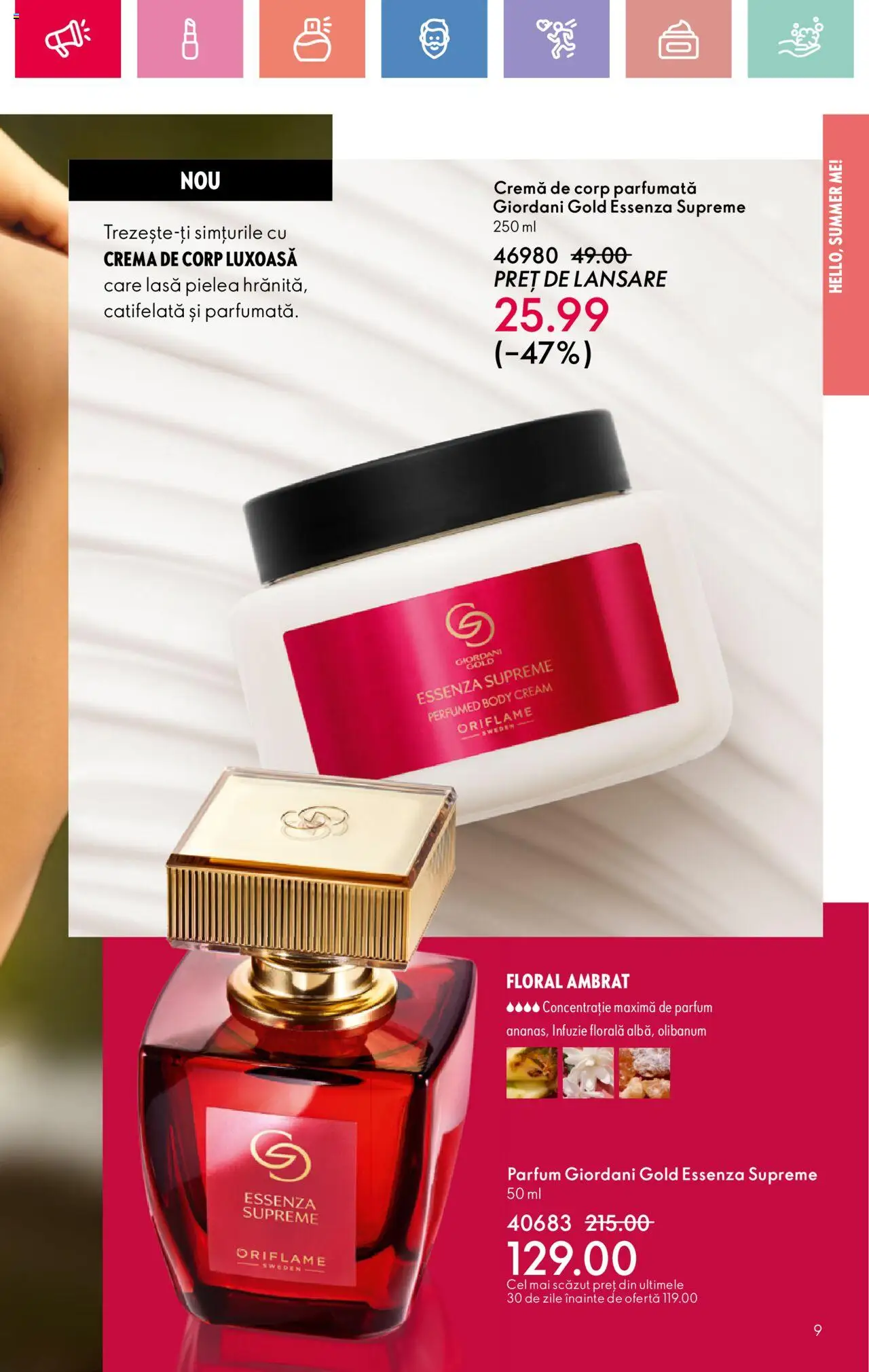 Noul catalog Oriflame – valabil de la 06.07.2025 | Pagină: 9 | Produse: Body, Parfum, Cremă, Cremă de corp
