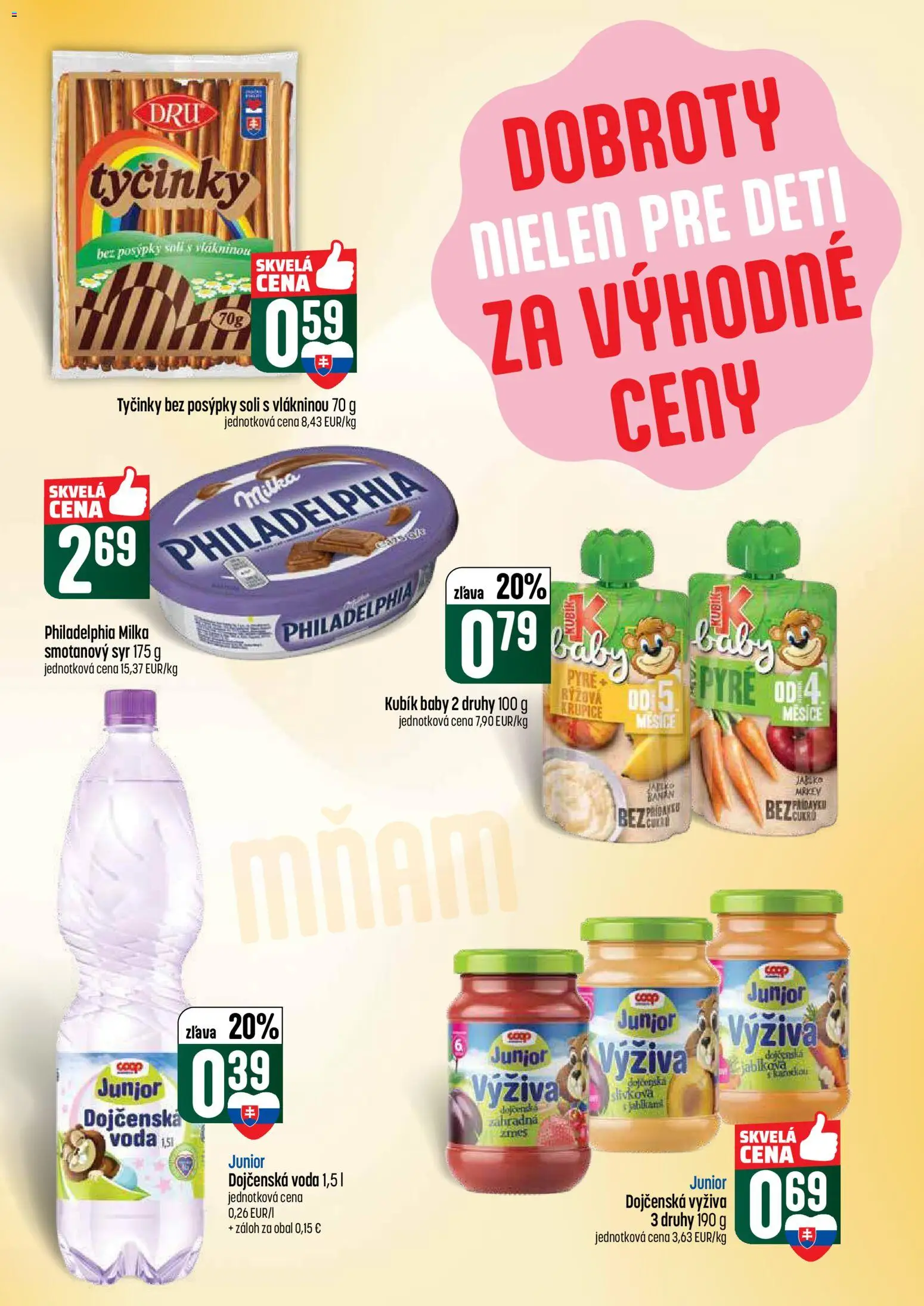 Nové COOP Jednota akcie – leták je platný od 16.04.2026 | Strana: 19 | Produkty: Syr, Milka, Voda