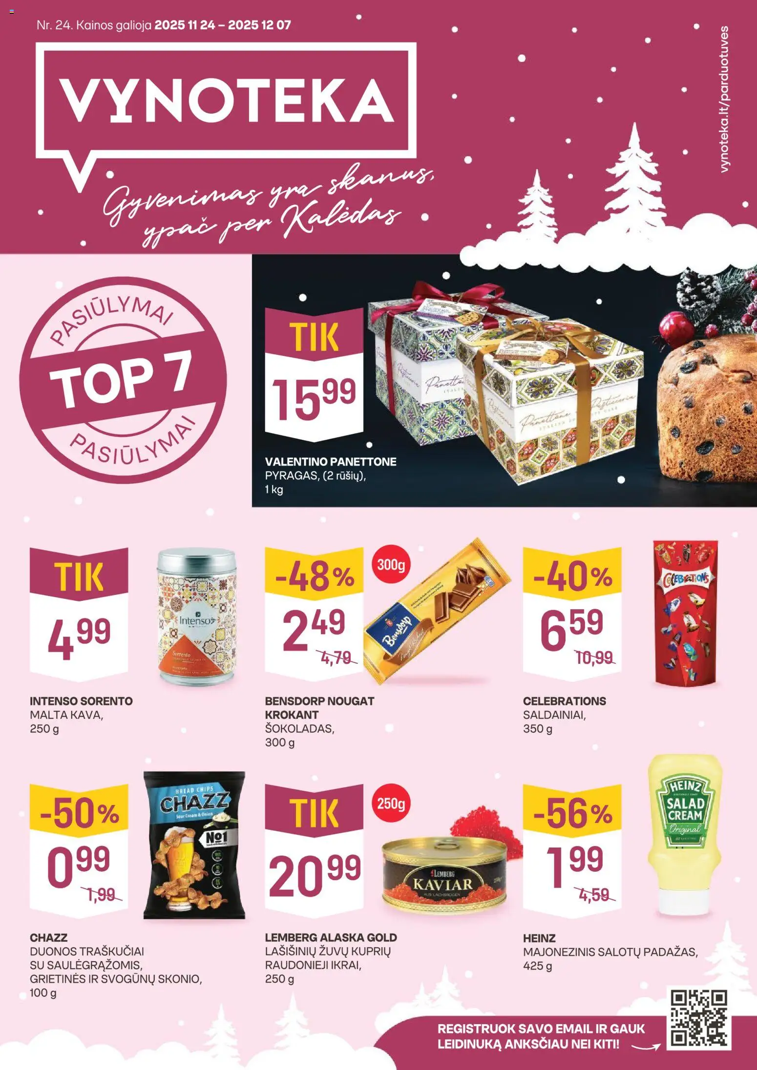 VYNOTEKA akcijos nuo 24.11.2025 | Puslapis: 1 | Prekių: Kava, Traškučiai