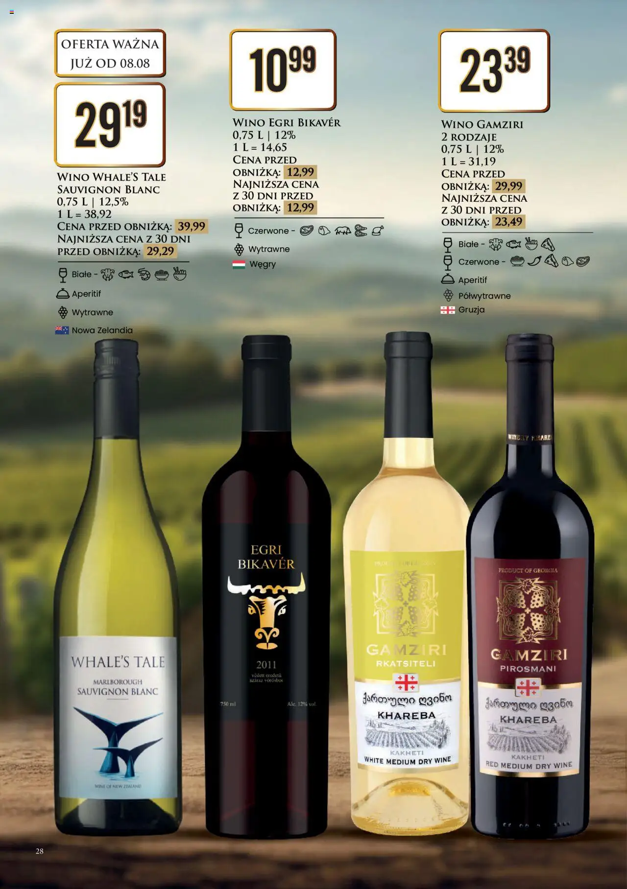 Dino Gazetka alkoholowa od 11.08.2025 | Strona: 28 | Produkty: Wino, Wino Egri Bikaver