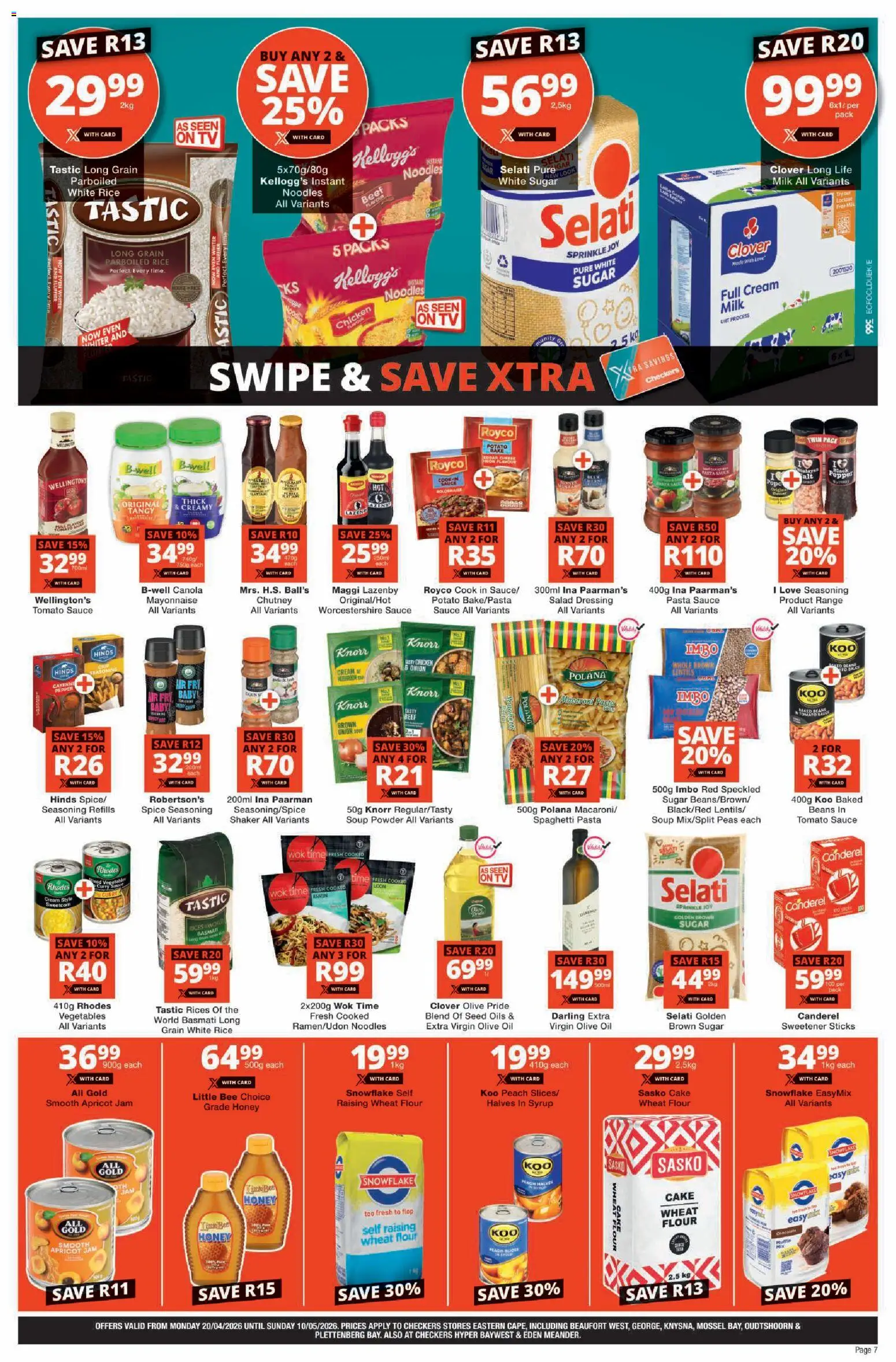 New Checkers catalogue – valid from 20.04.2026 | Page: 7 | Products: Oil, Chicken, Rice, Seasoning