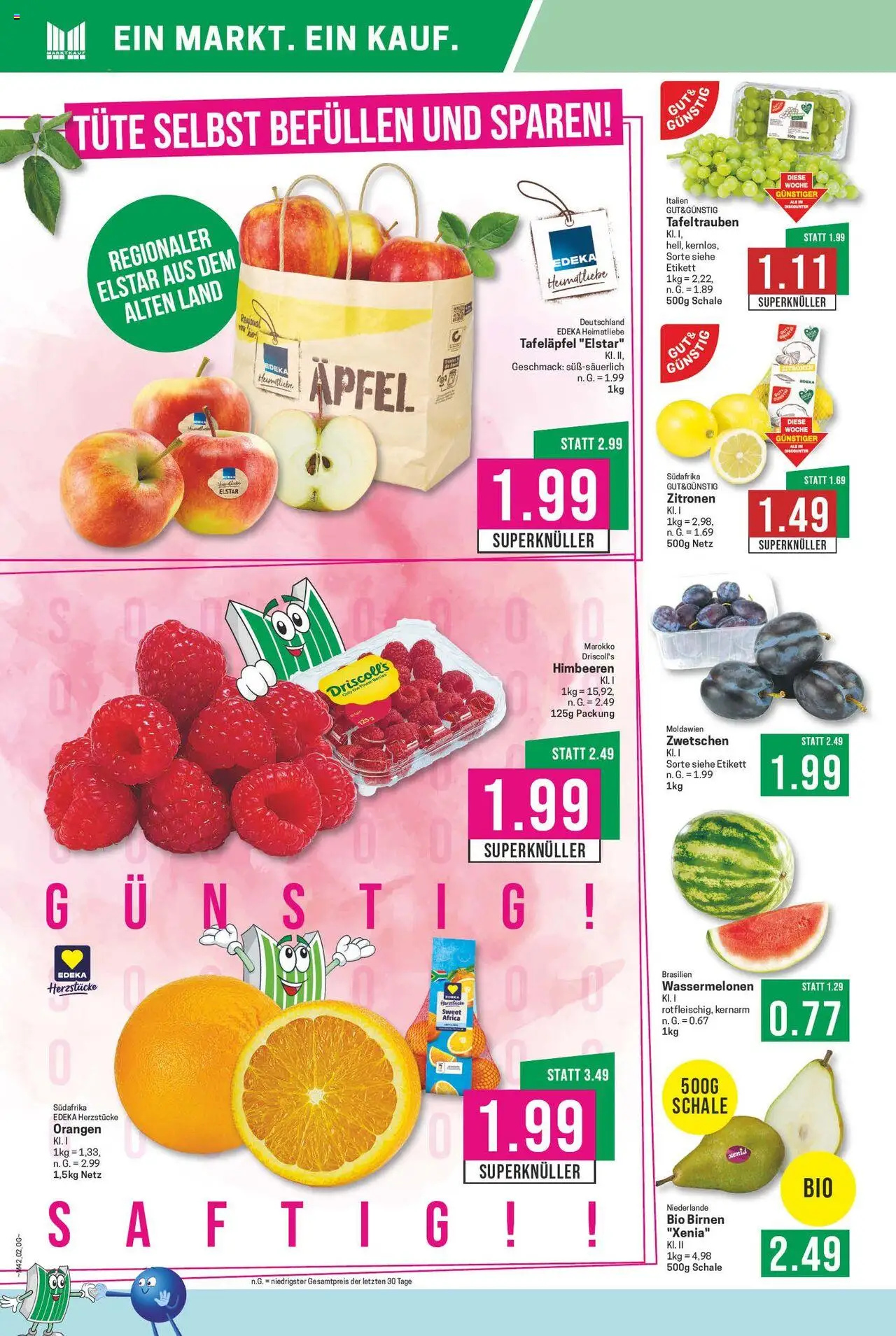 Marktkauf Prospekt 	 – gültig ab 13.10.2025 | Seite: 2 | Produkte: Himbeeren, Äpfel, Orangen, Zitronen