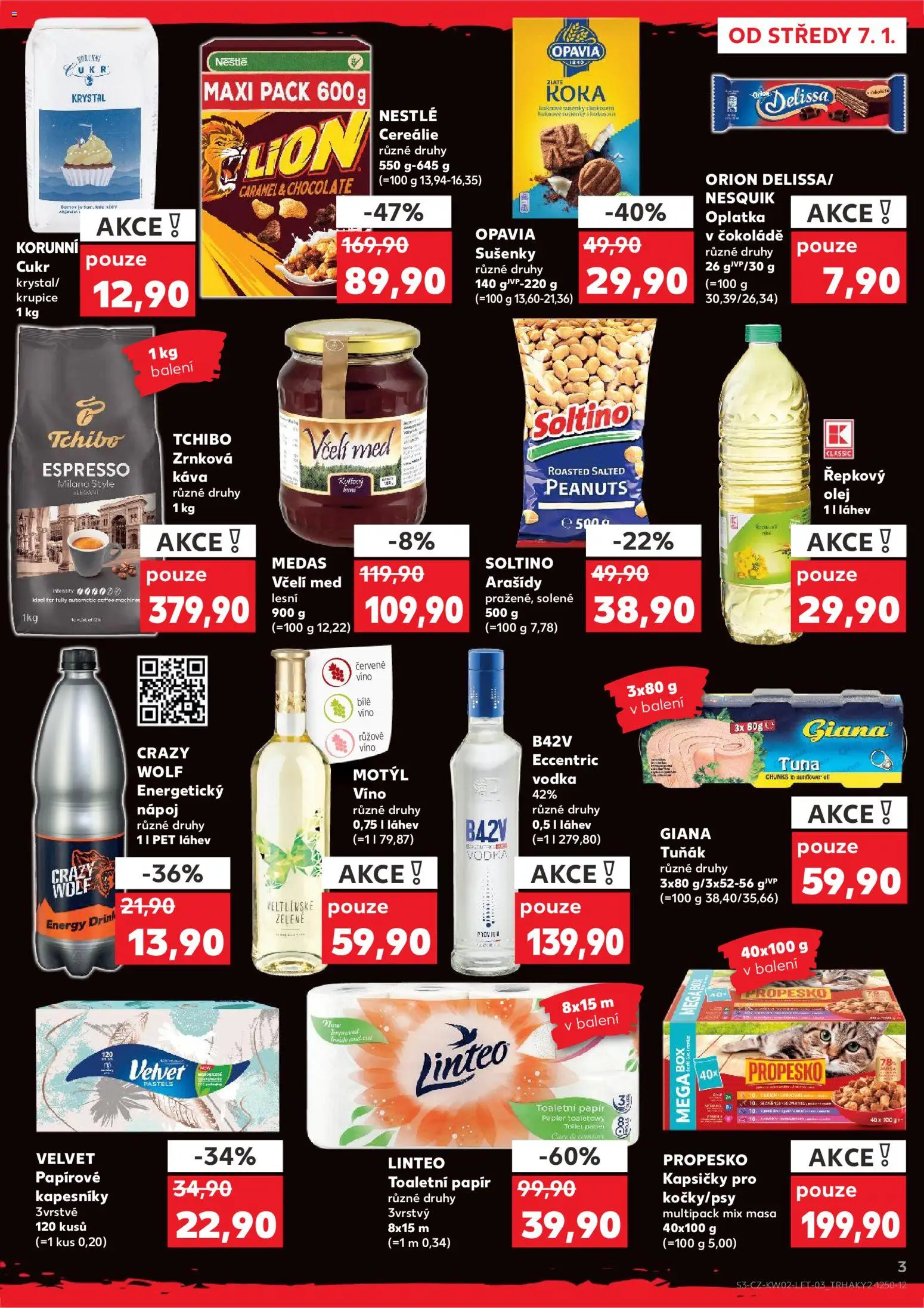 Kaufland leták - Plzeň od 07.01.2026 | Strana: 3 | Produkty: Box, Nesquik, Zrnková káva, Energy drink
