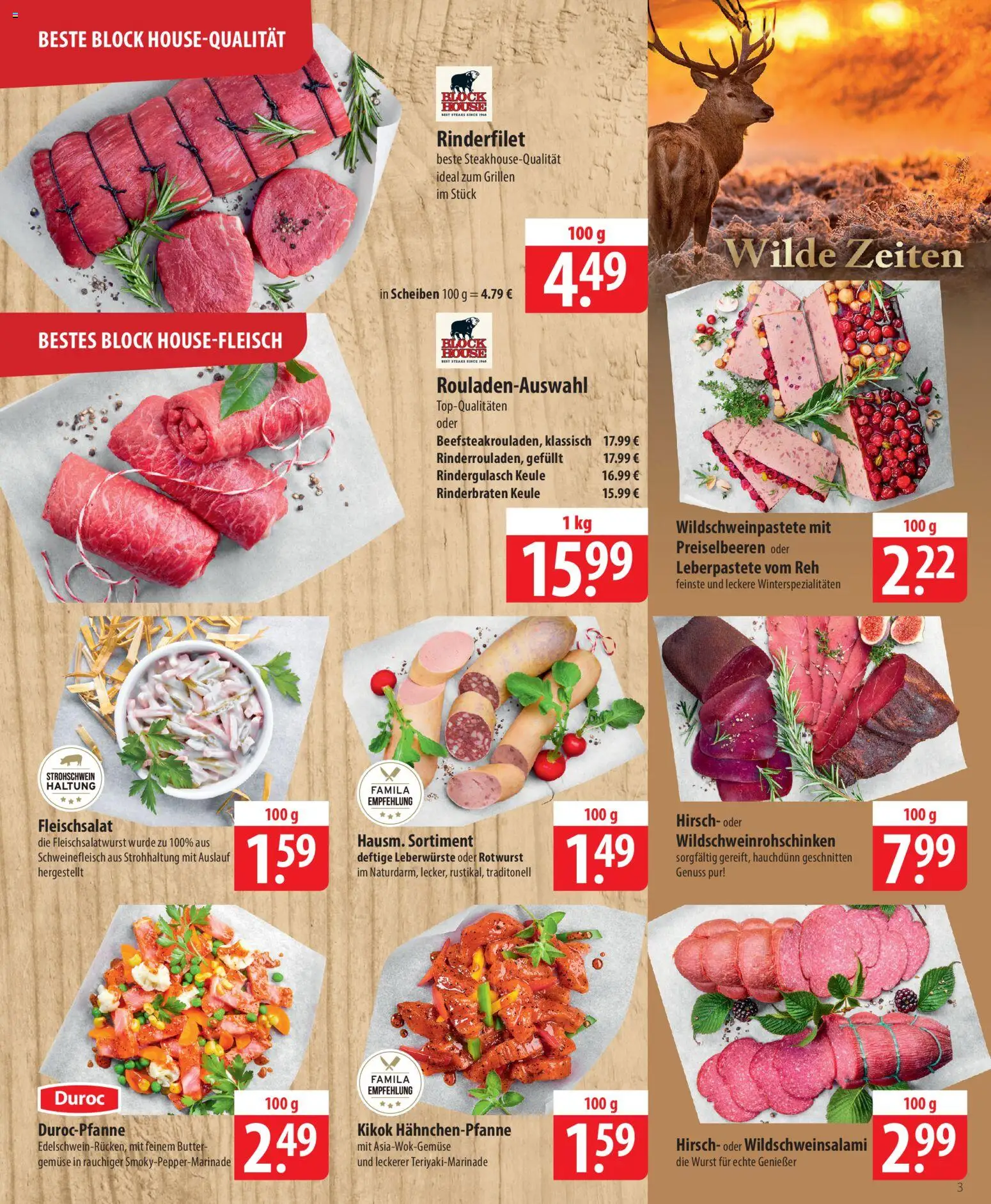 Famila Prospekt 	 – gültig ab 01.12.2025 | Seite: 3 | Produkte: Rinderbraten, Gemüse, Wurst, Schweinefleisch