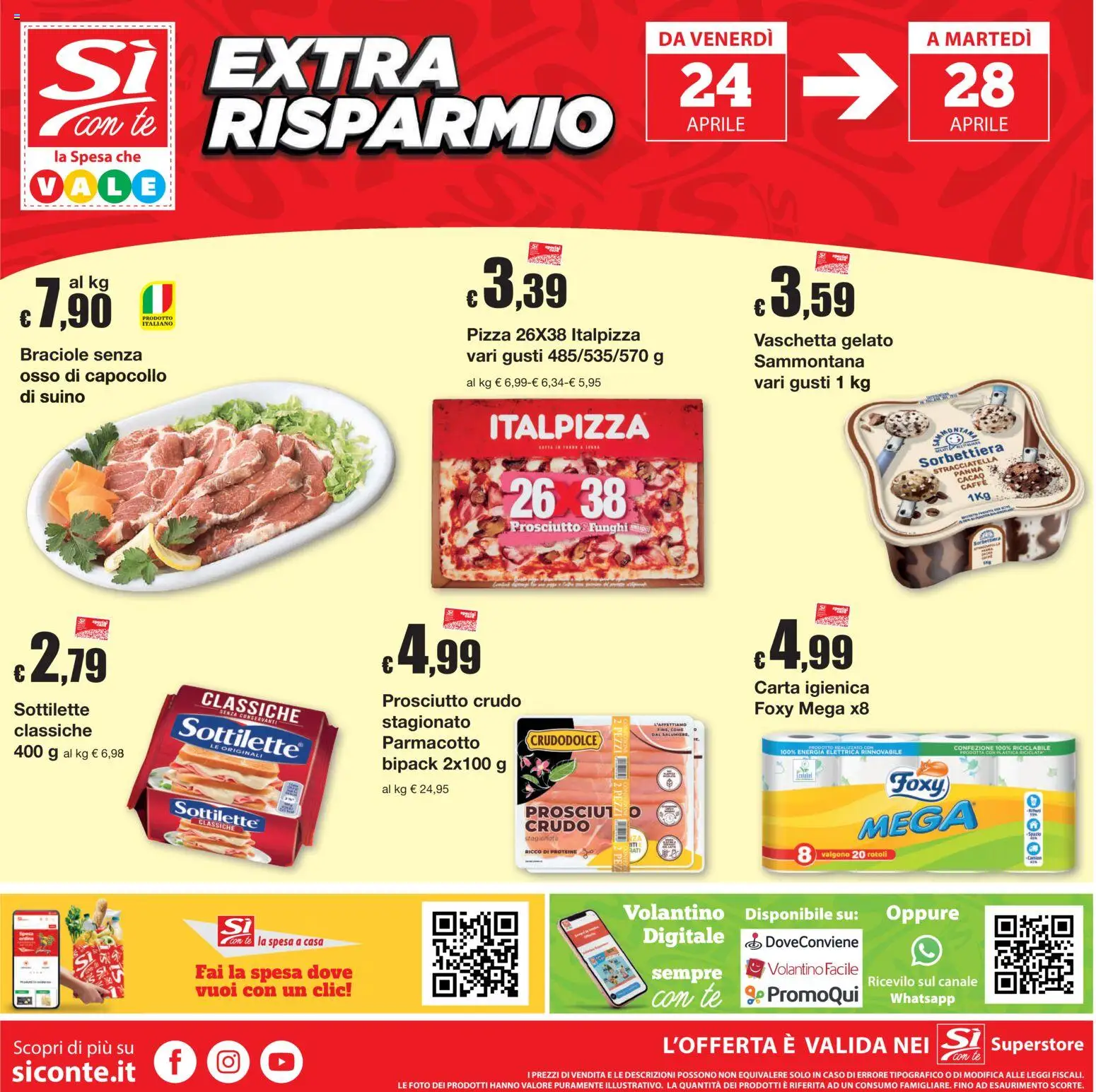 Volantino Sì con Te del 16.04.2026 | Pagina: 24 | Prodotti: Prosciutto Crudo, Carta igienica, Prosciutto, Funghi