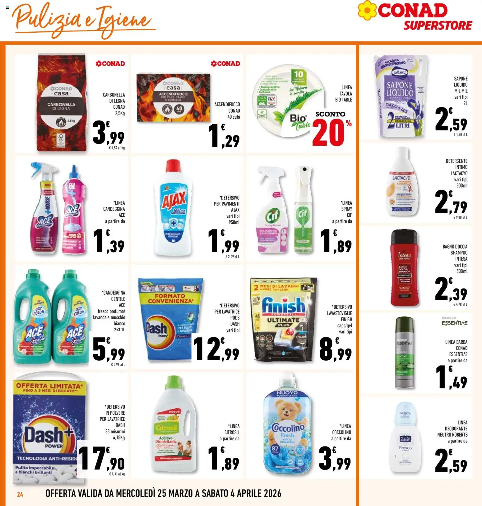 Volantino Conad del 25.03.2026 | Pagina: 24 | Prodotti: Intimo, Lavatrice, Bagno, Doccia