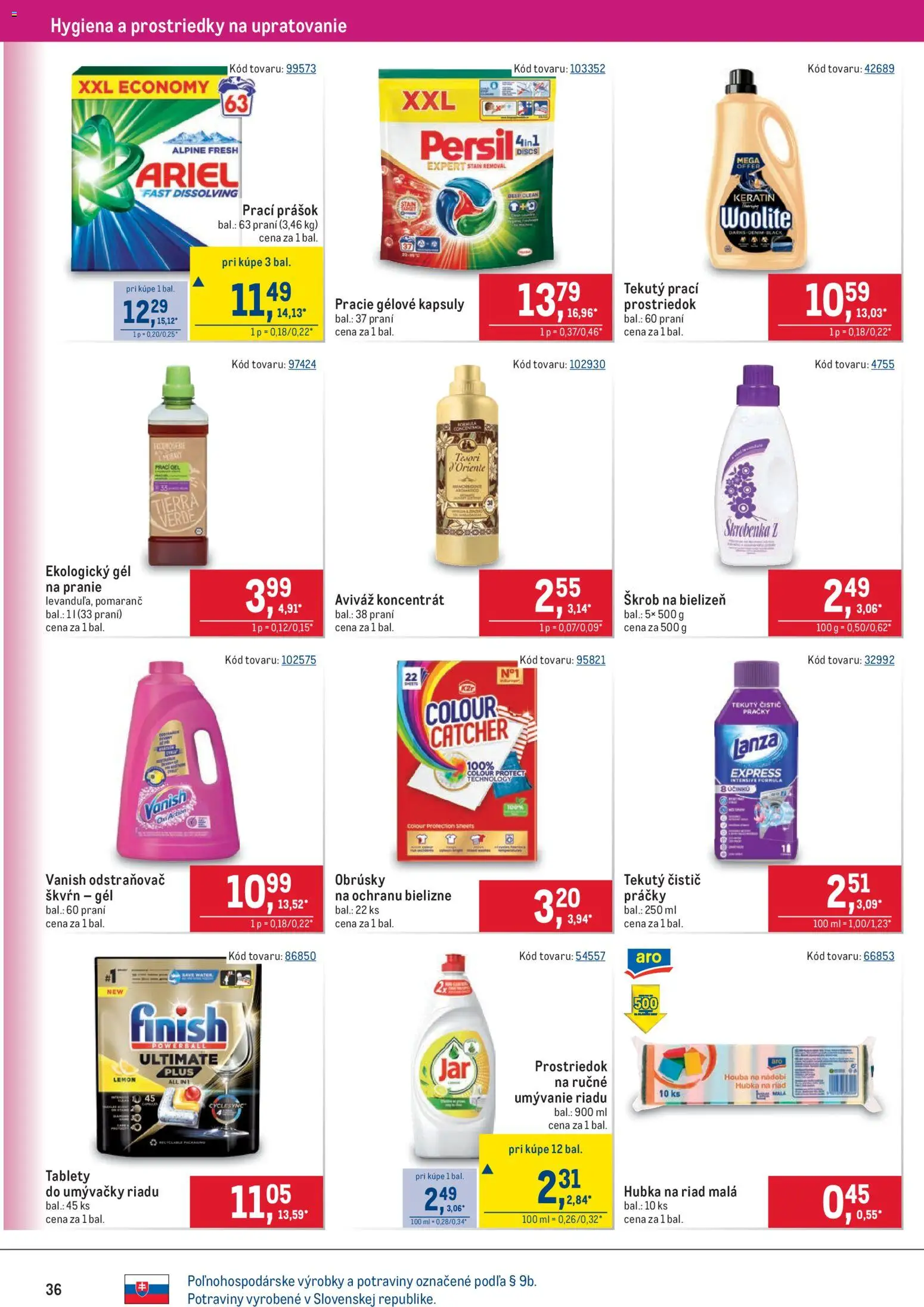 Nové Metro akcie – leták je platný od 11.03.2026 | Strana: 36 | Produkty: Práčky, Prací prášok, Vanish, Woolite