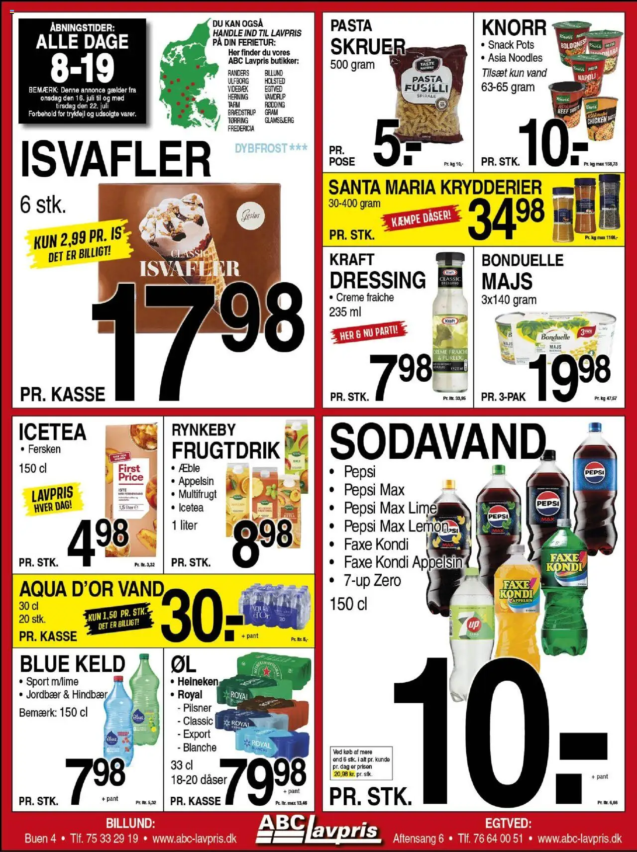 Abc Lavpris Tilbudsavis gyldig fra 16.07.2025 | Side: 1 | Produkter: Jordbær, Pasta, Iste, Lime