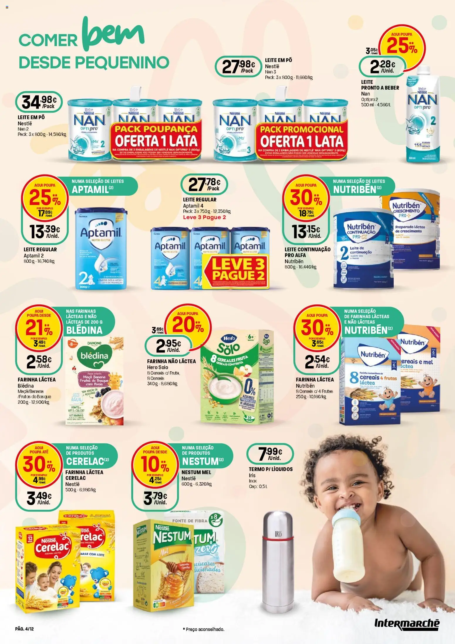 Intermarché - Bebé Super │ válido de 15.01.2026 | Página: 4 | Produtos: Agua, Cálcio, Leite, Nestlé