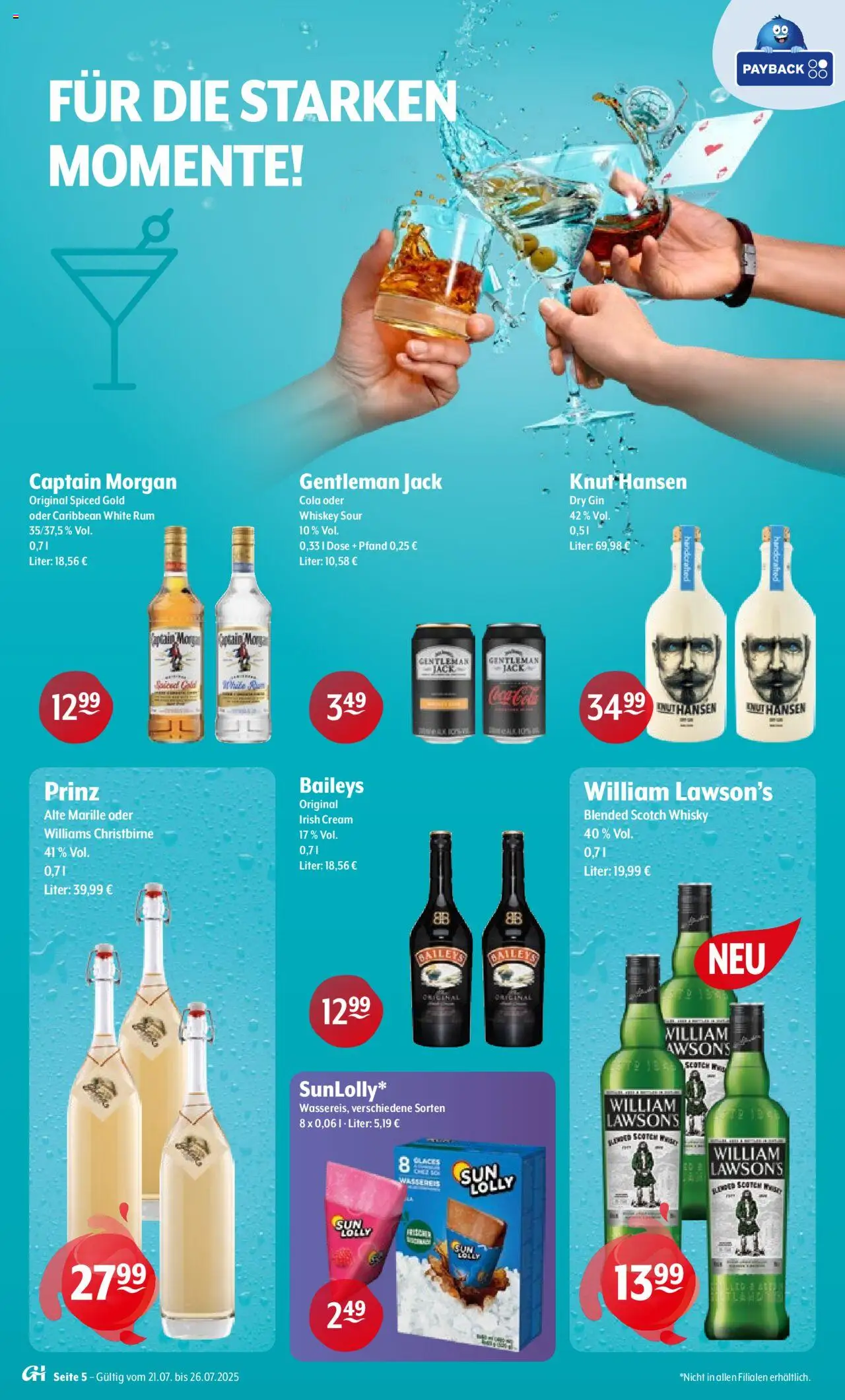Getränke Hoffmann Prospekt - gültig ab dem 21.07.2025 | Seite: 5 | Produkte: Whisky, Captain morgan, Gin, Whiskey